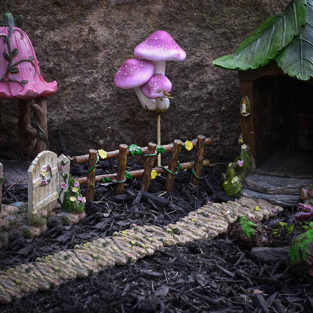 Flower Ivy Wooden Fence Miniature Outdoor Fairy Garden Dollhouse Landscape Decor - Image 4