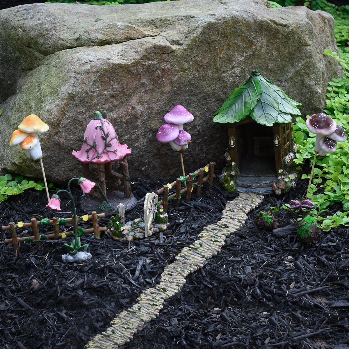Flower Ivy Wooden Fence Miniature Outdoor Fairy Garden Dollhouse Landscape Decor - Image 5