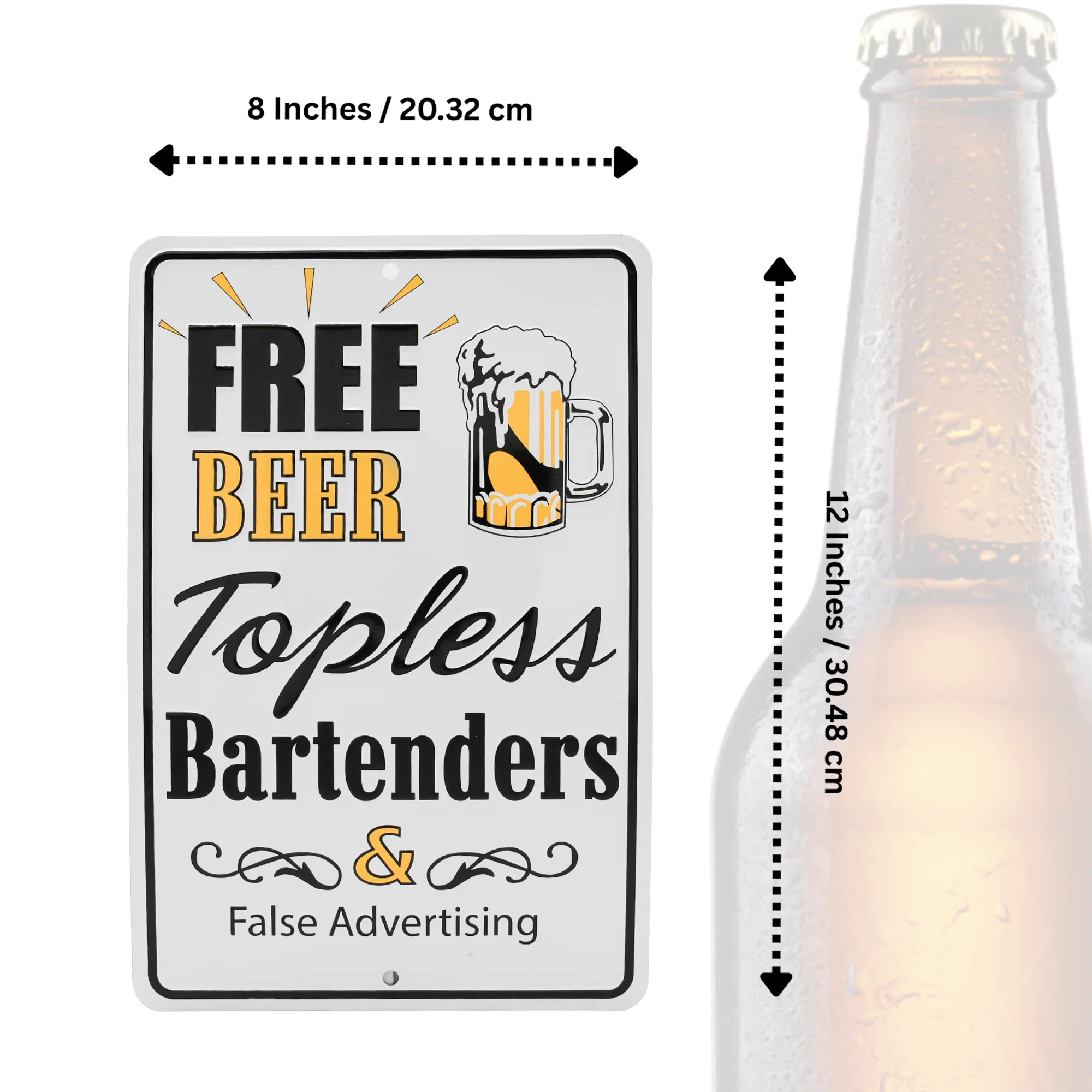 Bar Sign Free Beer Topless Bartenders Funny Metal Man Cave, Dorm Room Wall Decor - Image 5