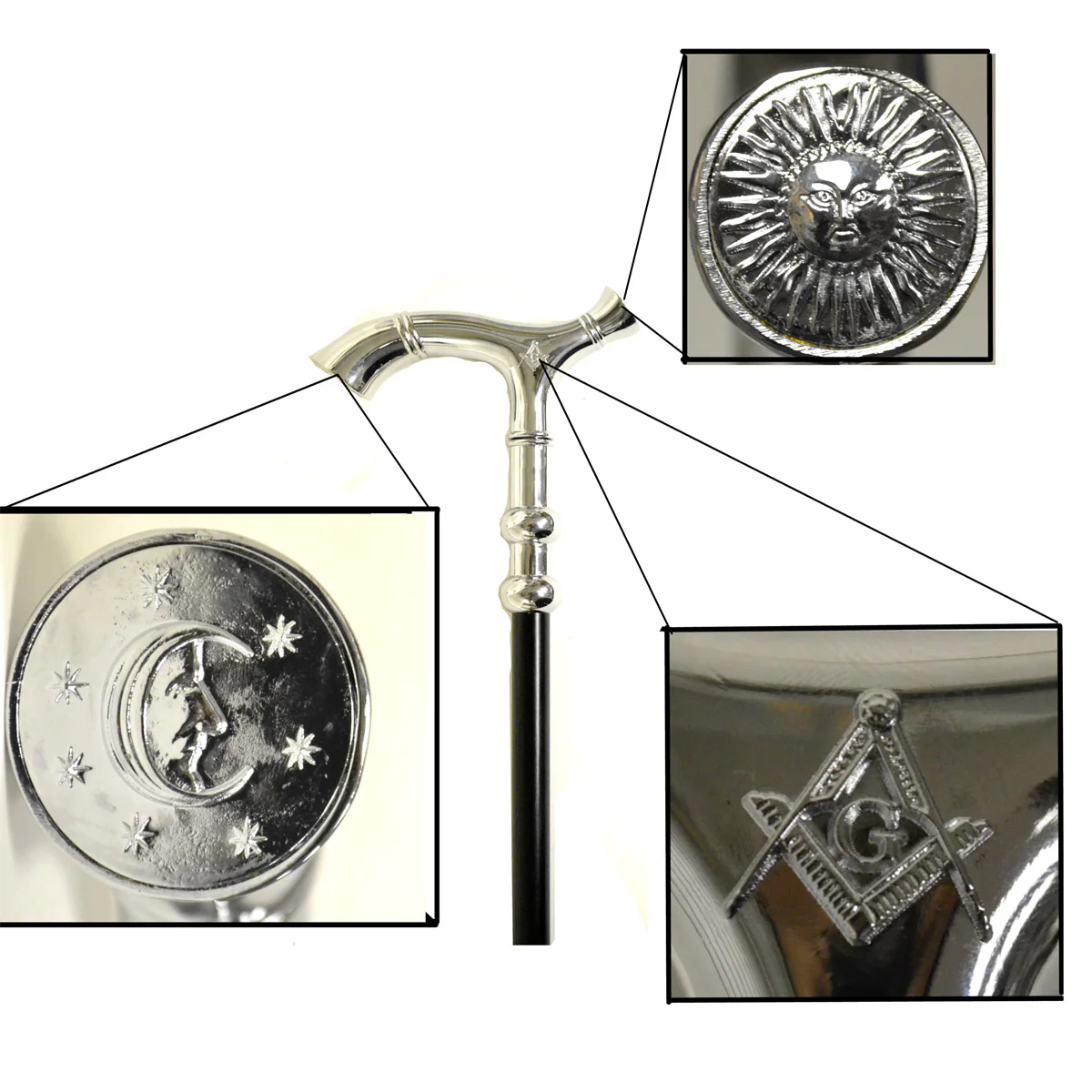 Freemason Walking Stick Master Free Mason Walking Cane with Masonic Seal - Image 2