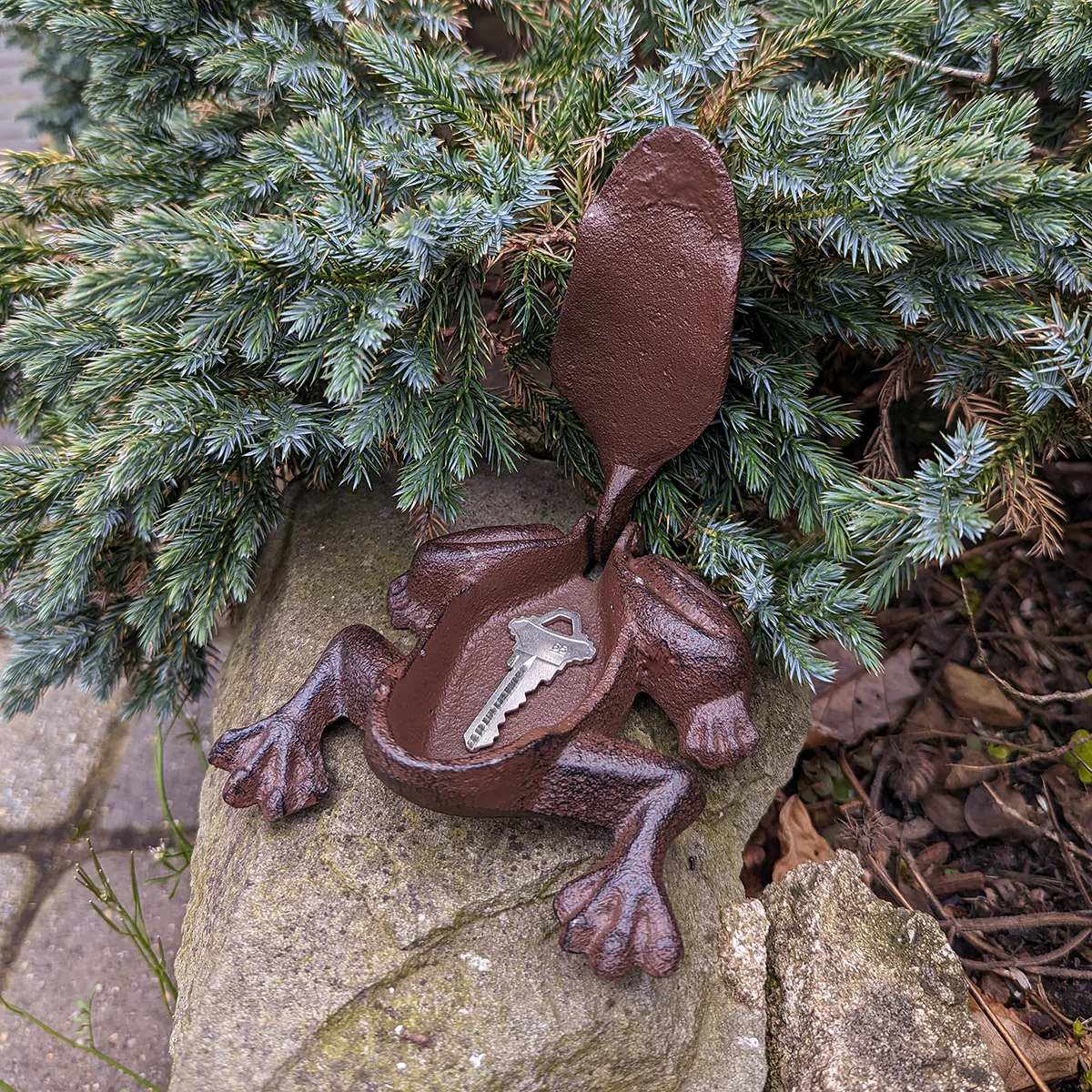 Frog Cast Iron Hide A Spare House Key Door Lock Small Box Outdoor Garden Decor - Image 5