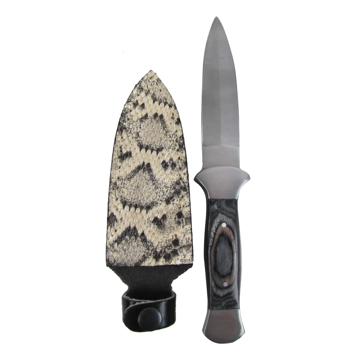Full Tang Boot Tactical Knife Survival Dagger Rattlesnake Skin Leather Sheath