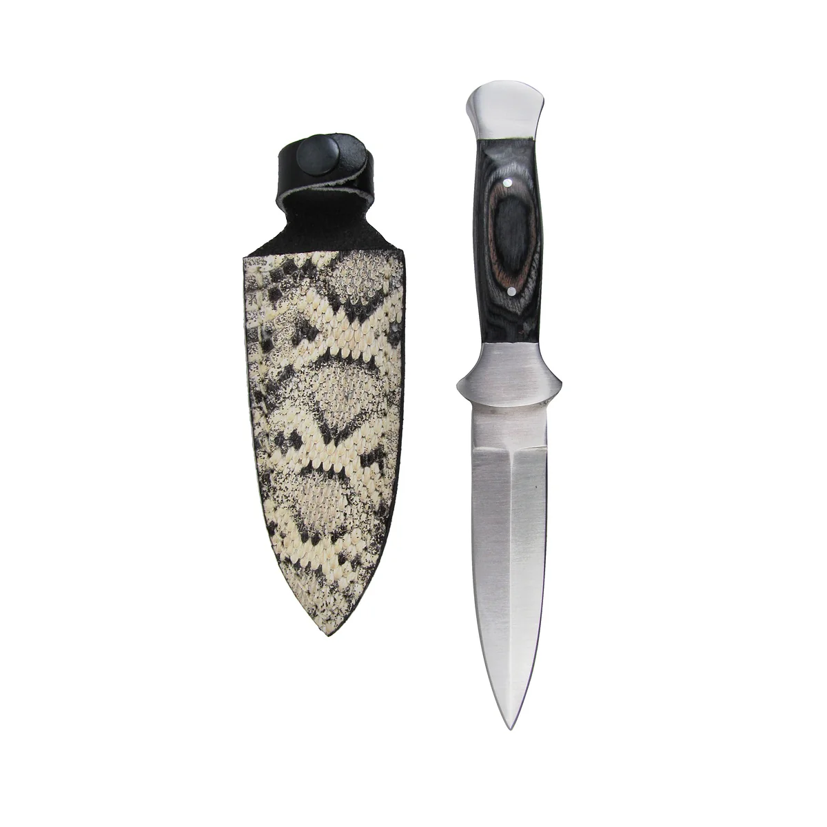 Full Tang Boot Tactical Knife Survival Dagger Rattlesnake Skin Leather Sheath - Image 4