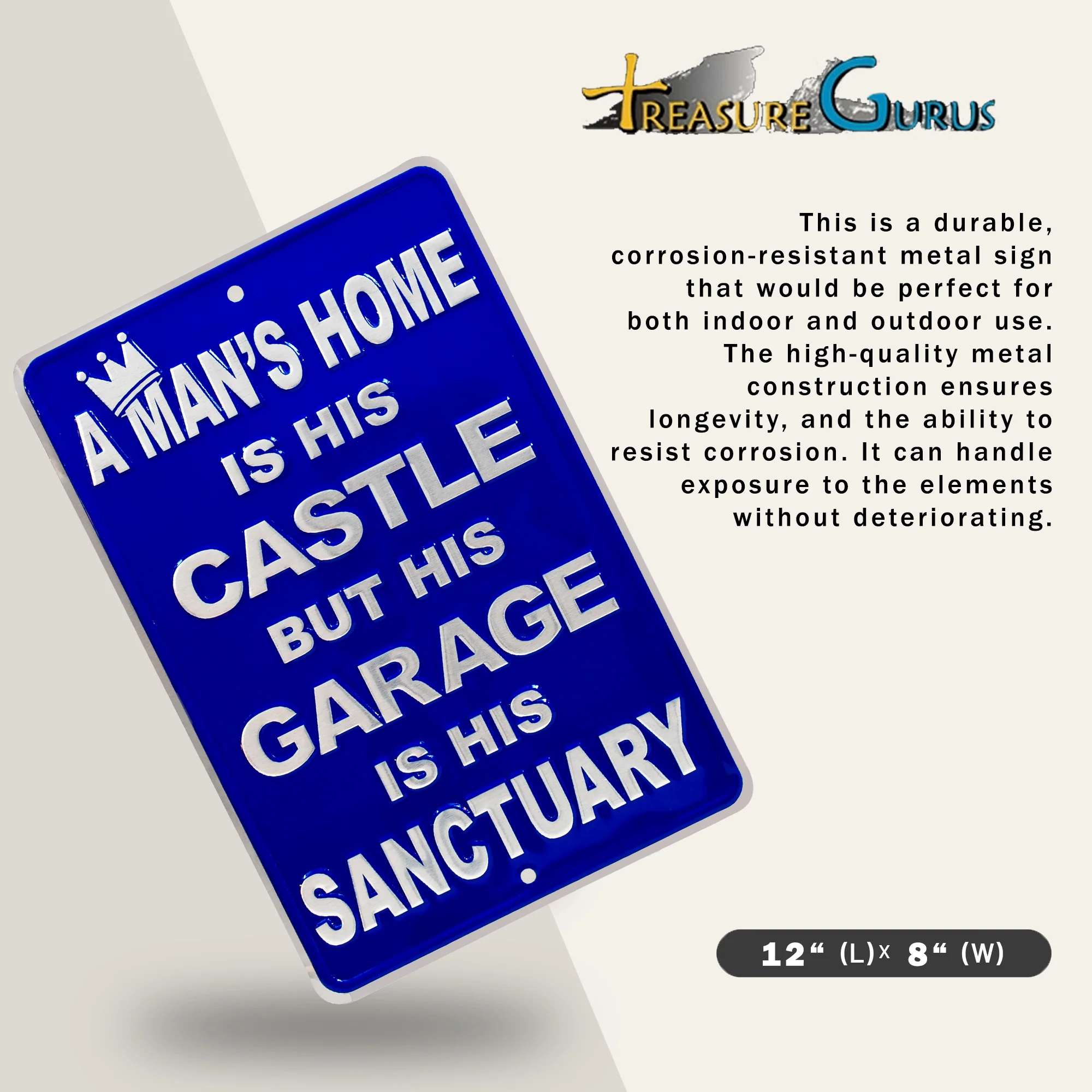 Funny A Mans Garage Is His Sanctuary Metal Sign Car Wall Art Man Cave Room Decor - Image 2