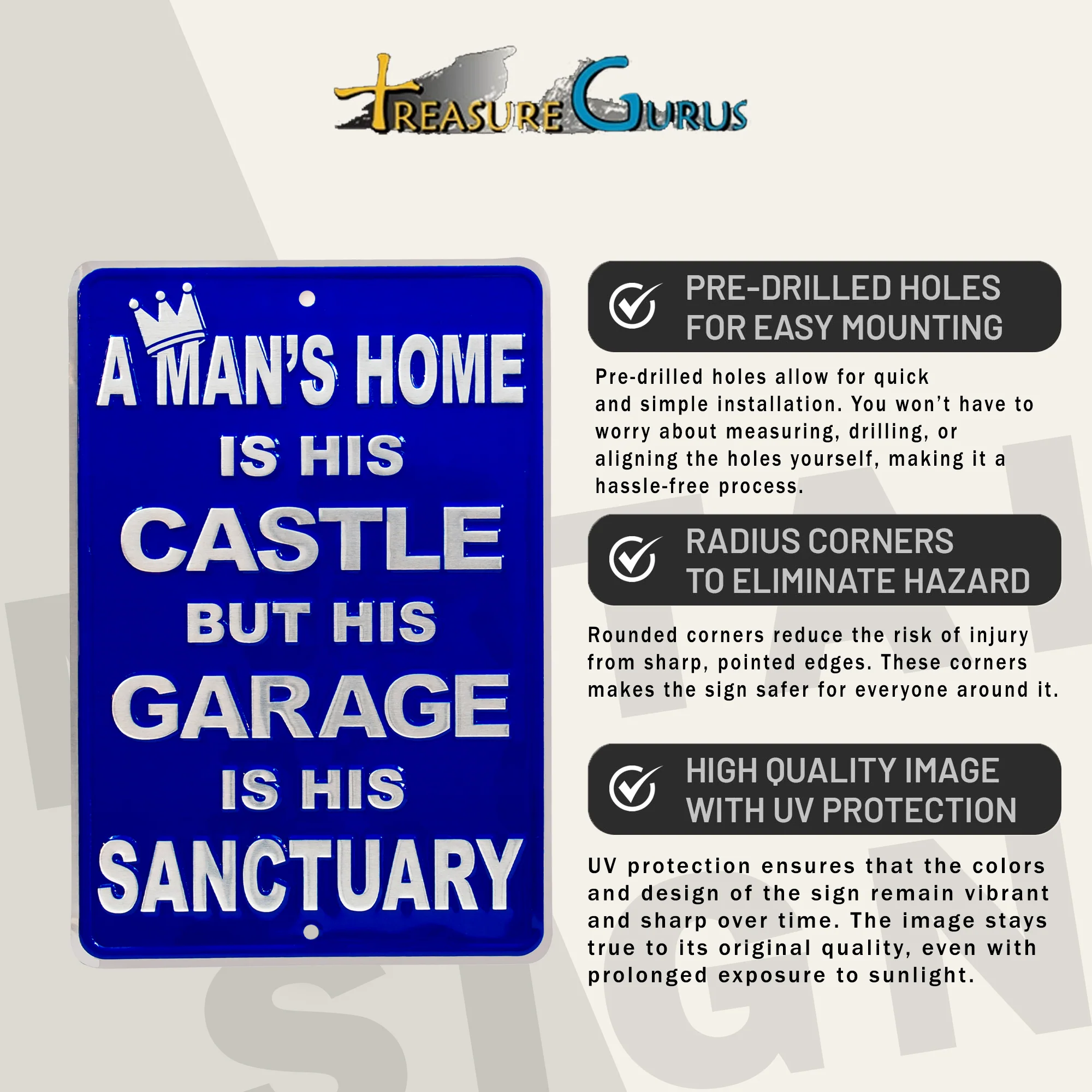 Funny A Mans Garage Is His Sanctuary Metal Sign Car Wall Art Man Cave Room Decor - Image 3