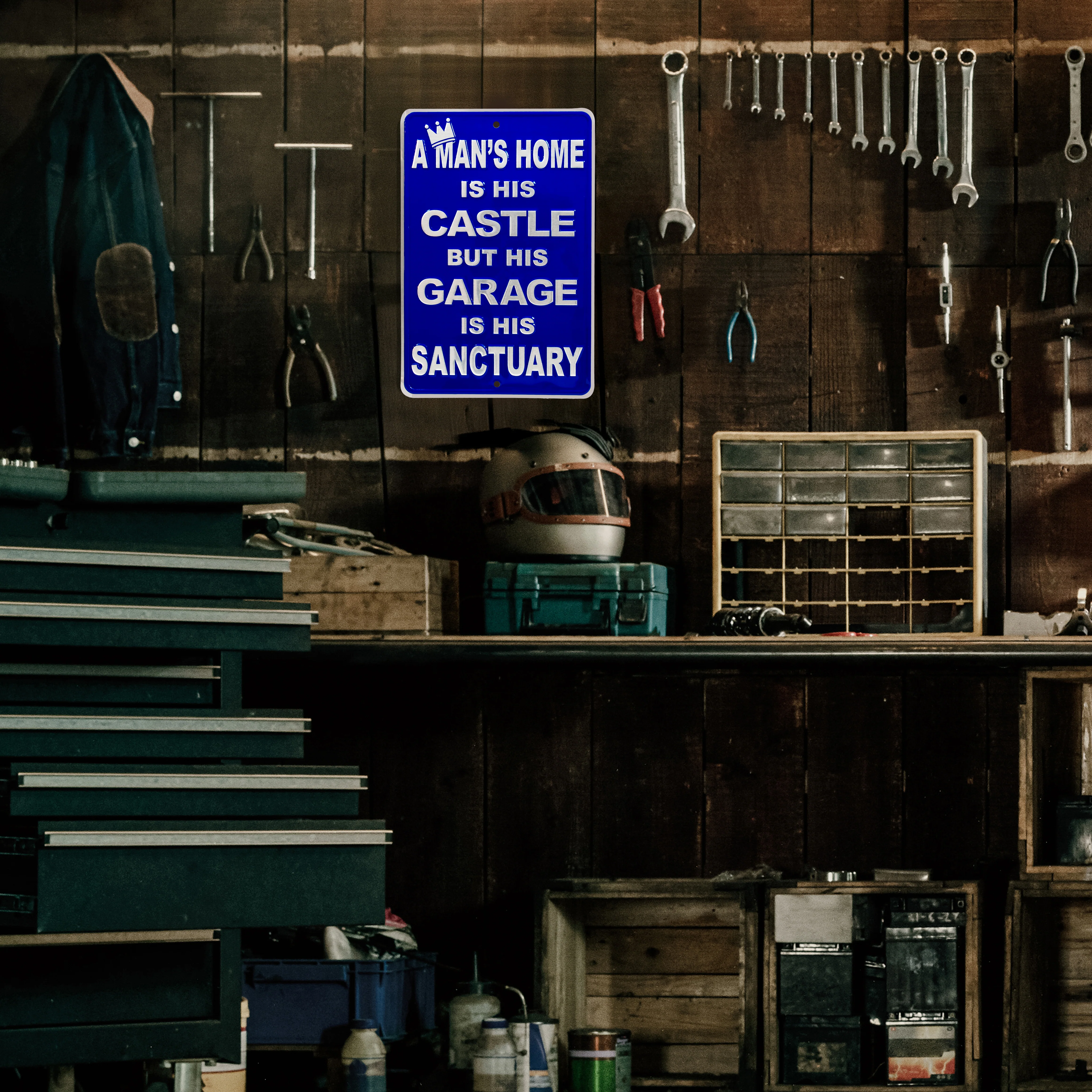 Funny A Mans Garage Is His Sanctuary Metal Sign Car Wall Art Man Cave Room Decor - Image 6