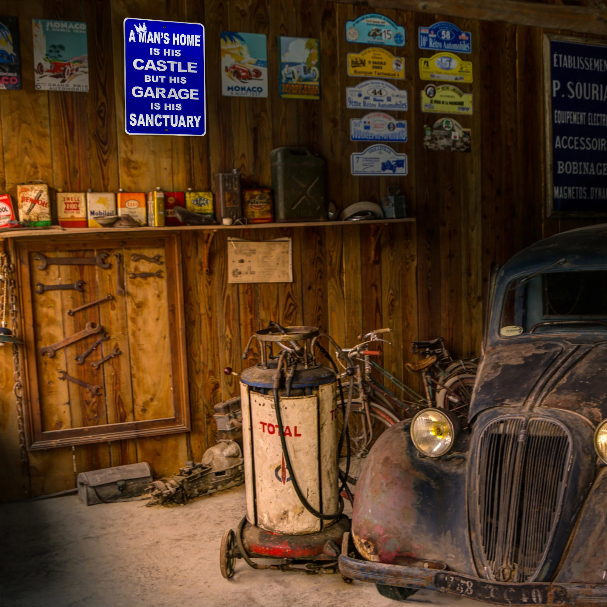 Funny A Mans Garage Is His Sanctuary Metal Sign Car Wall Art Man Cave Room Decor - Image 7