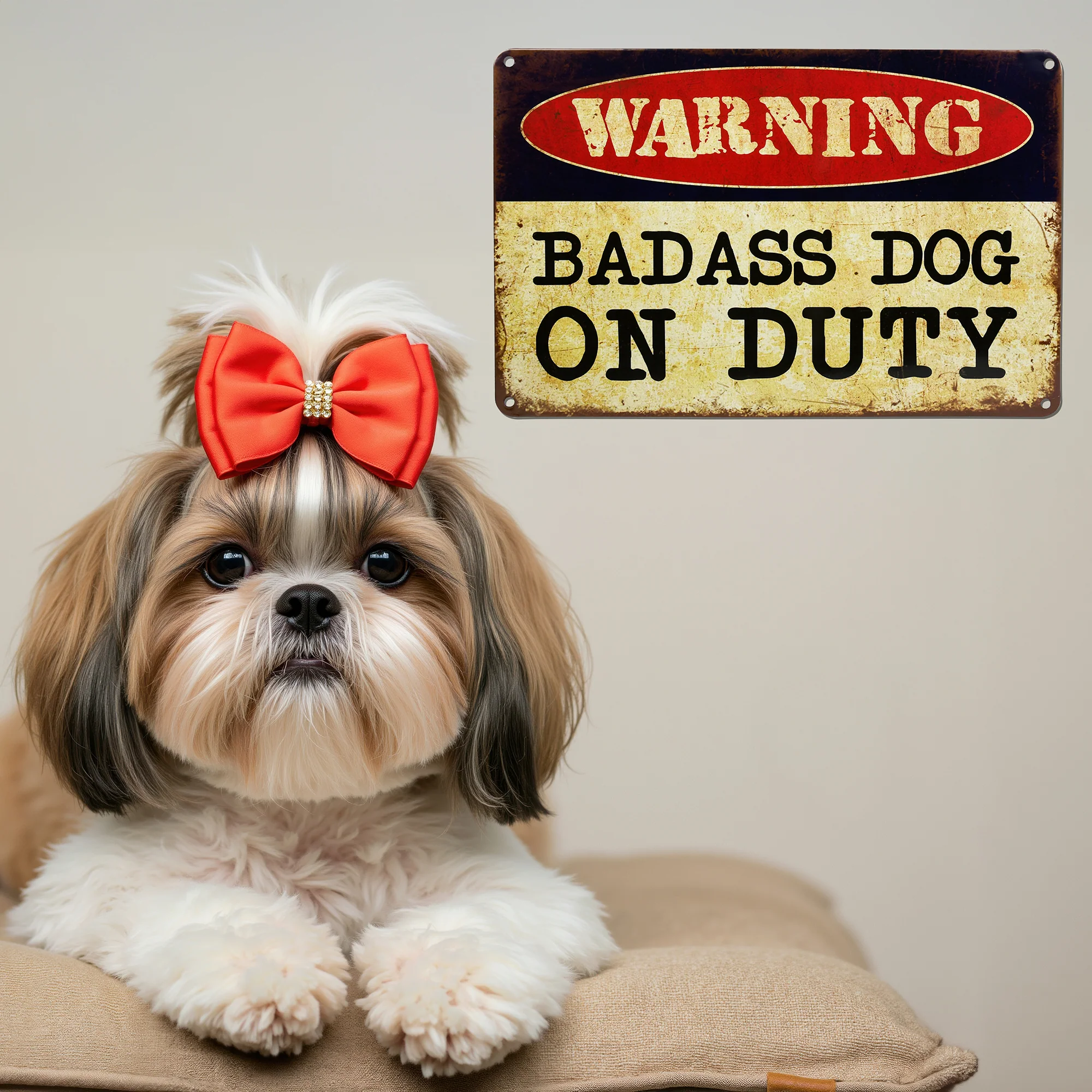 Warning Badass Dog Duty Funny Metal Outdoor Security Sign Guard Dogs Wall Decor - Image 6