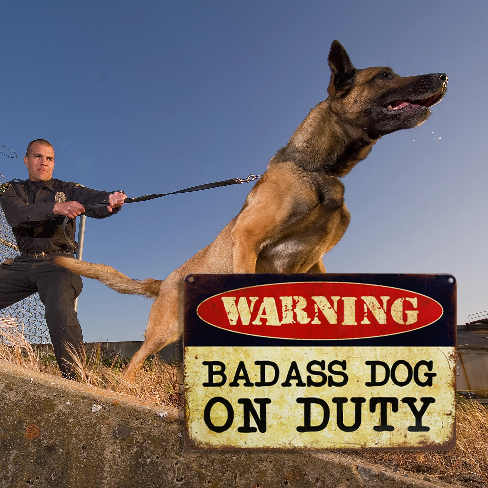 Warning Badass Dog Duty Funny Metal Outdoor Security Sign Guard Dogs Wall Decor - Image 8