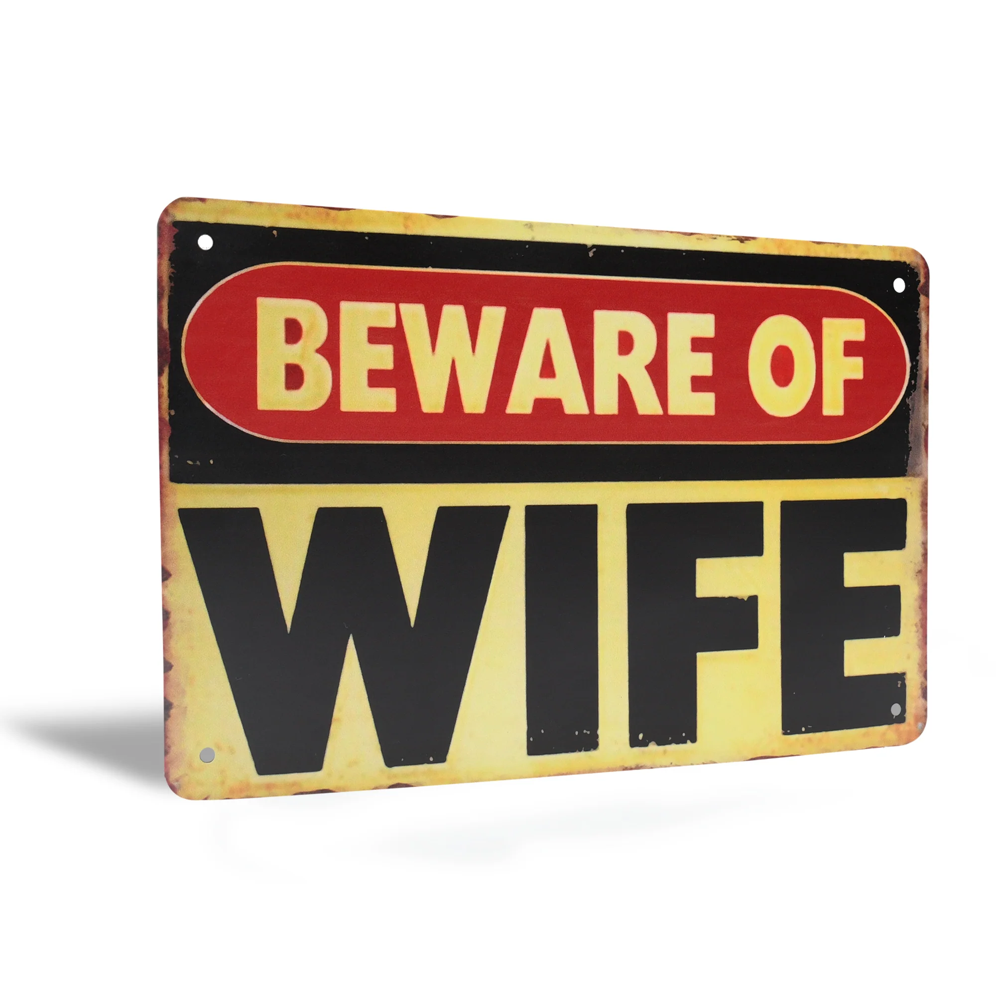 Beware Of Wife Metal Warning Tin Sign Man Cave Garage Home Room Decor Wall Art