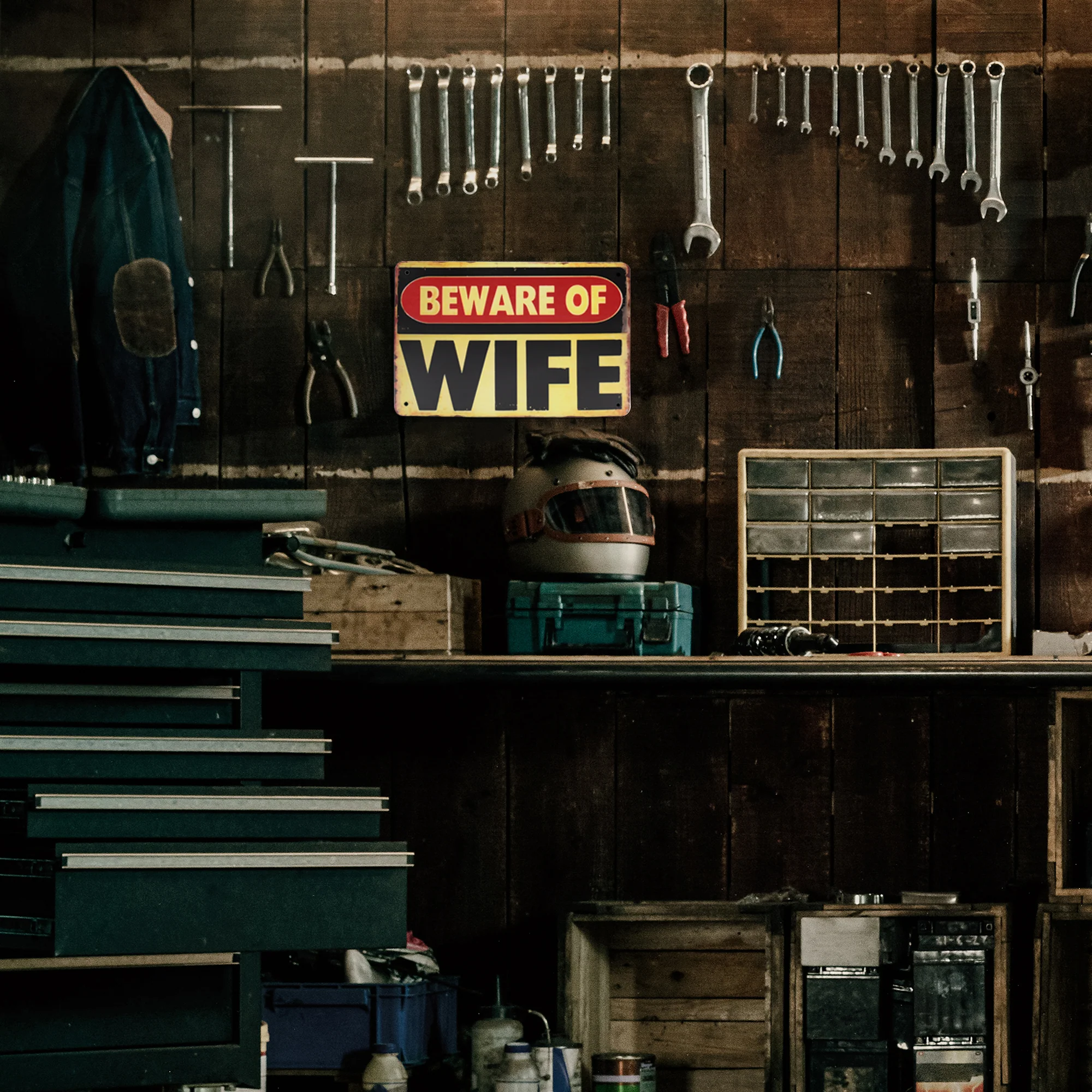 Beware Of Wife Metal Warning Tin Sign Man Cave Garage Home Room Decor Wall Art - Image 8