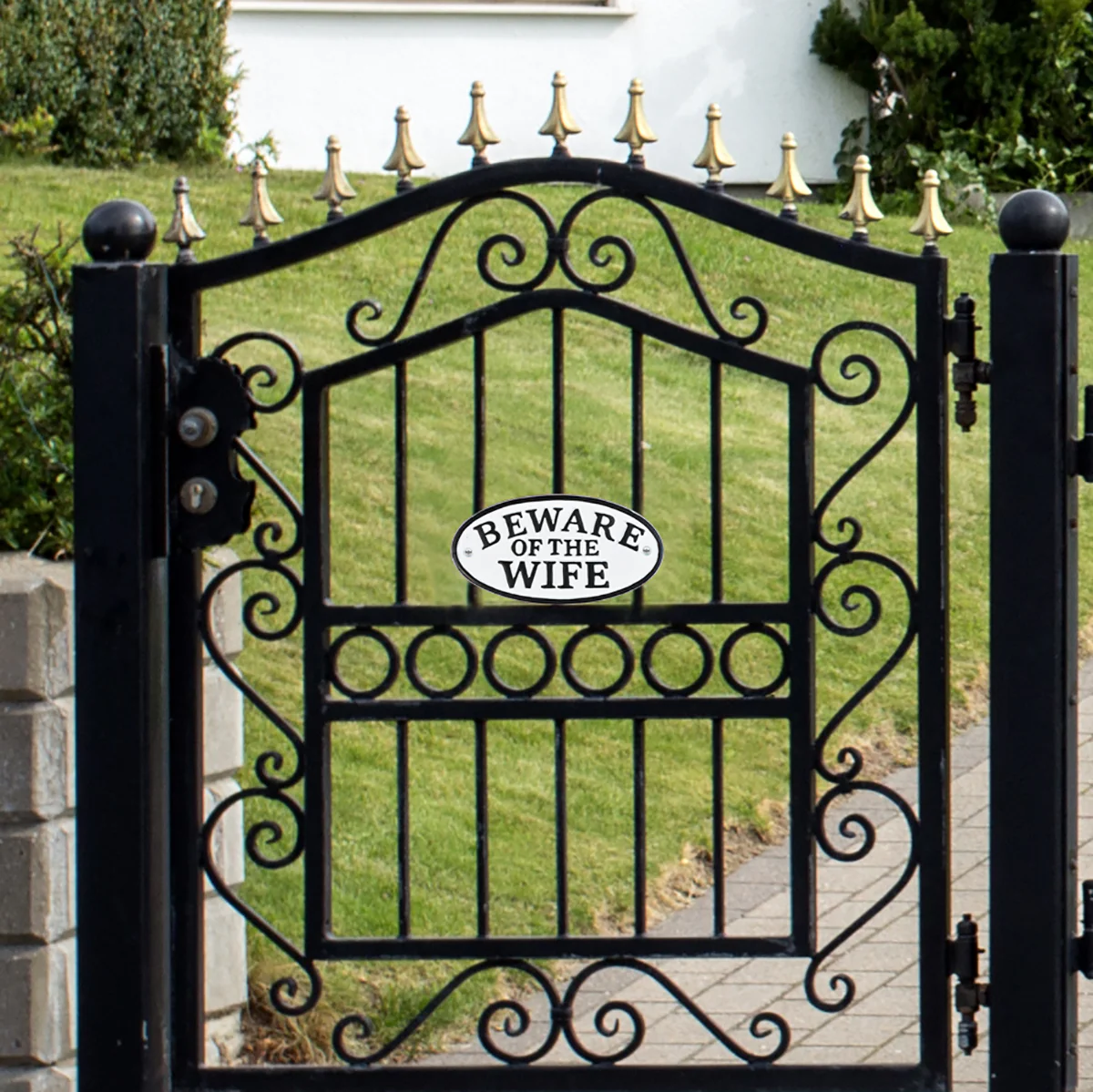 Beware of Wife Funny Cast Iron Sign for Garage Porch or Home Decor Gifts for Men - Image 5