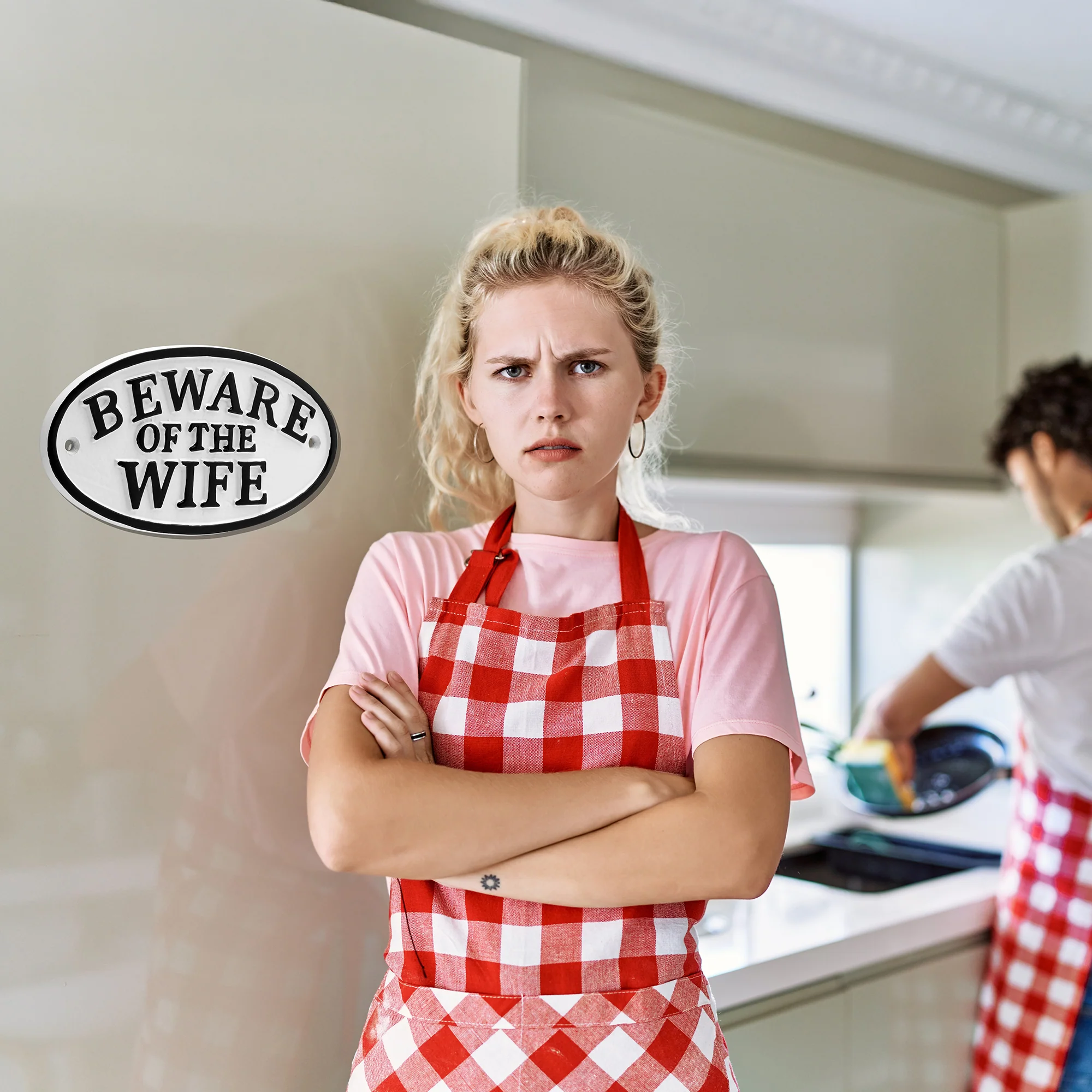 Beware of Wife Funny Cast Iron Sign for Garage Porch or Home Decor Gifts for Men - Image 8