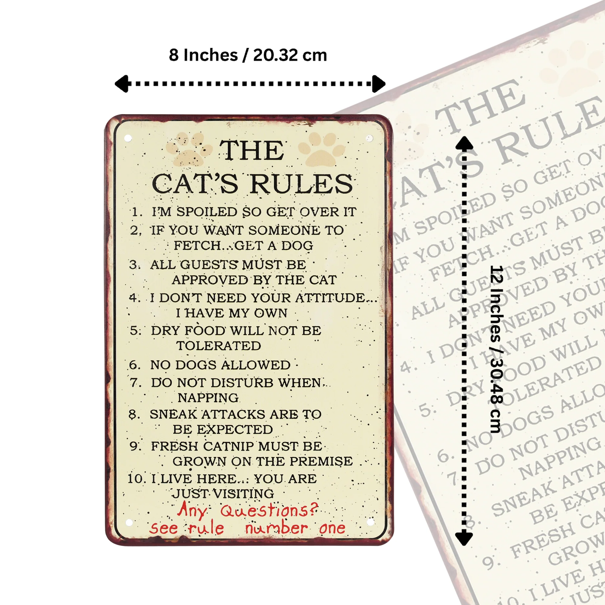 Funny Cat's 10 Rules Sign Metal Wall Art Room Home Decor Pet House Accessories - Image 5