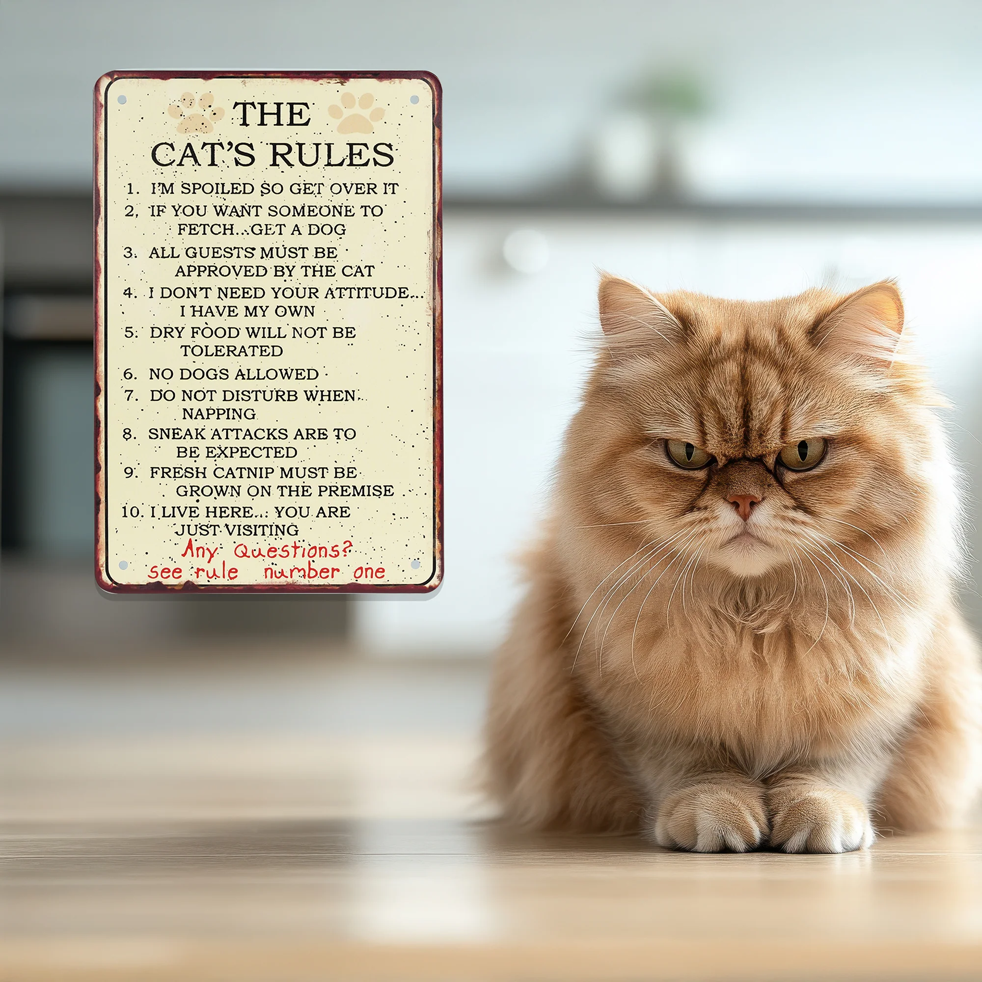 Funny Cat's 10 Rules Sign Metal Wall Art Room Home Decor Pet House Accessories - Image 6