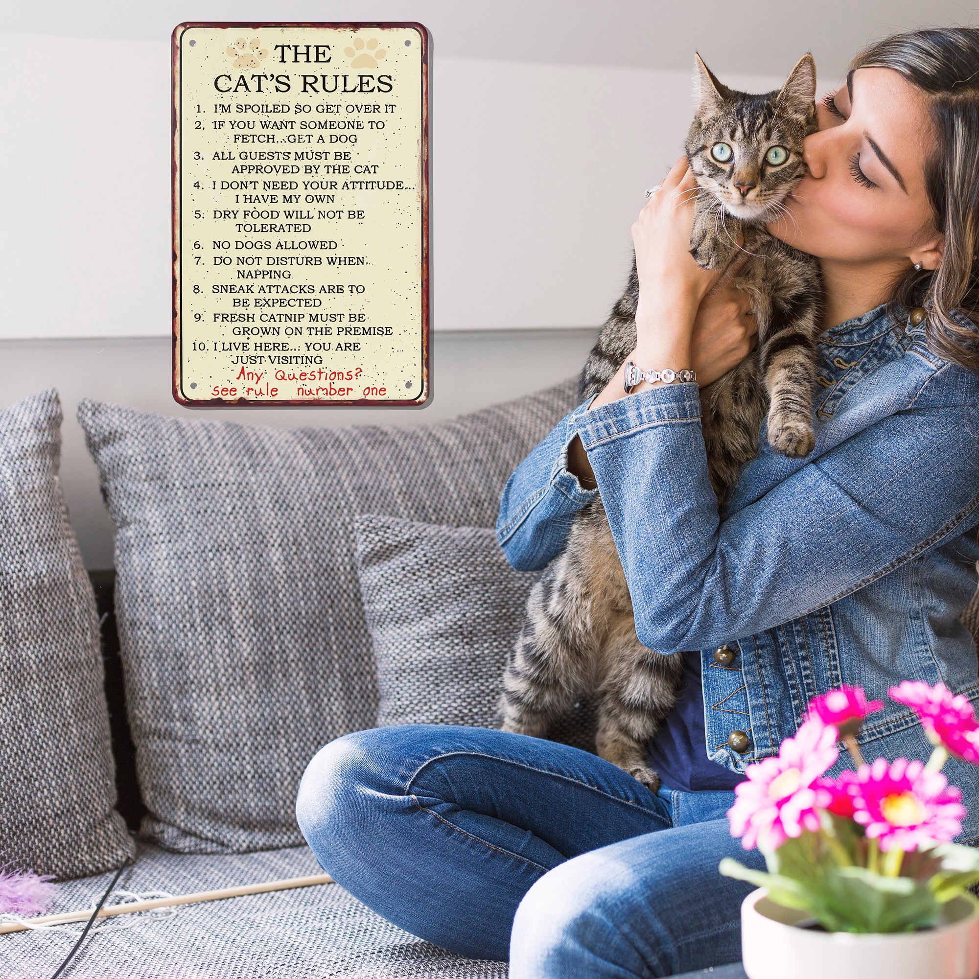 Funny Cat's 10 Rules Sign Metal Wall Art Room Home Decor Pet House Accessories - Image 7