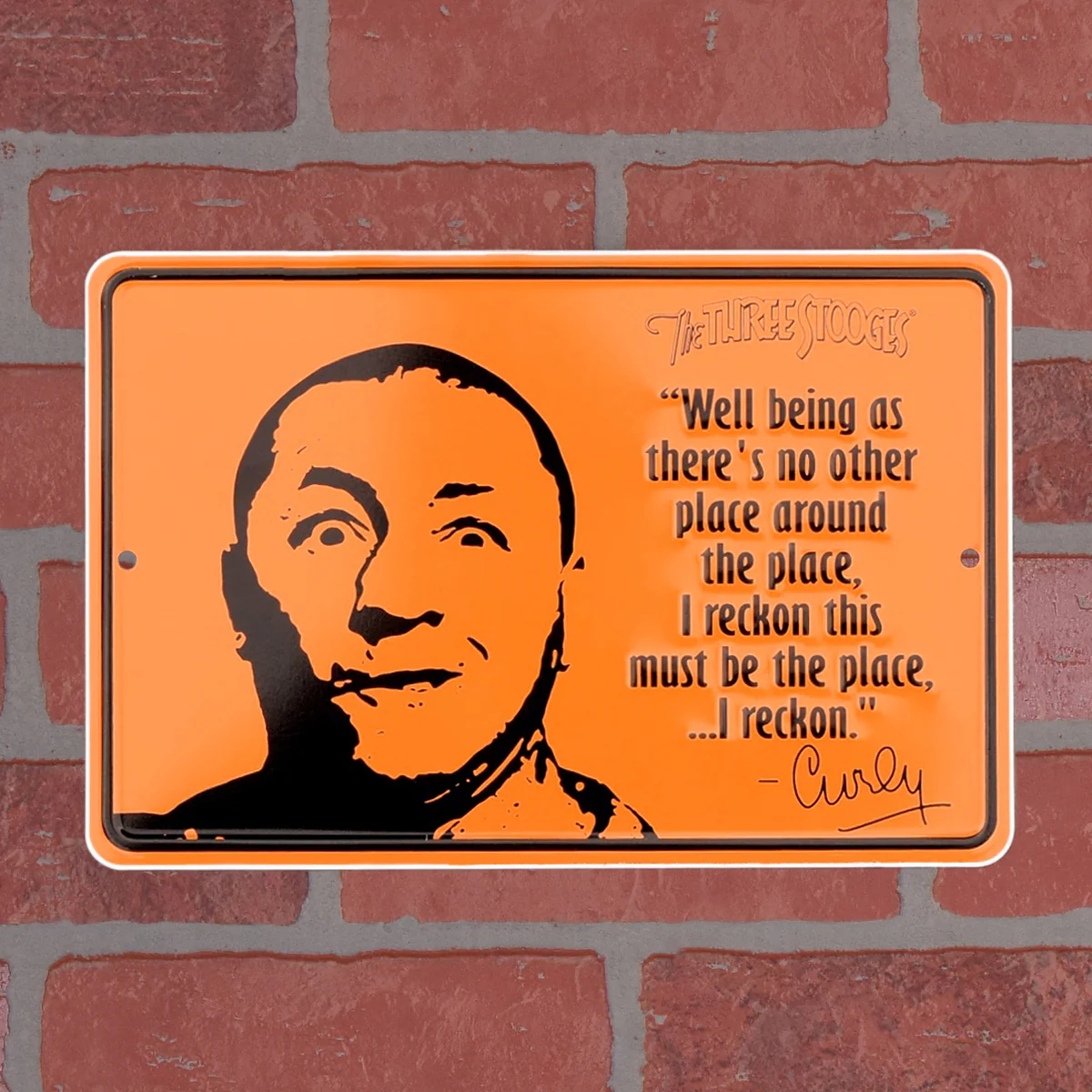 Funny Curly Must Be The Place Three Stooges Metal Sign Man Cave Bar Tin Wall Art - Image 2