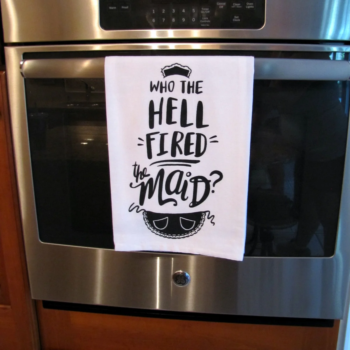 Funny Decorative Cotton Cloth Who Fired Maid Hand Drying Tea Towel Kitchen Decor - Image 5