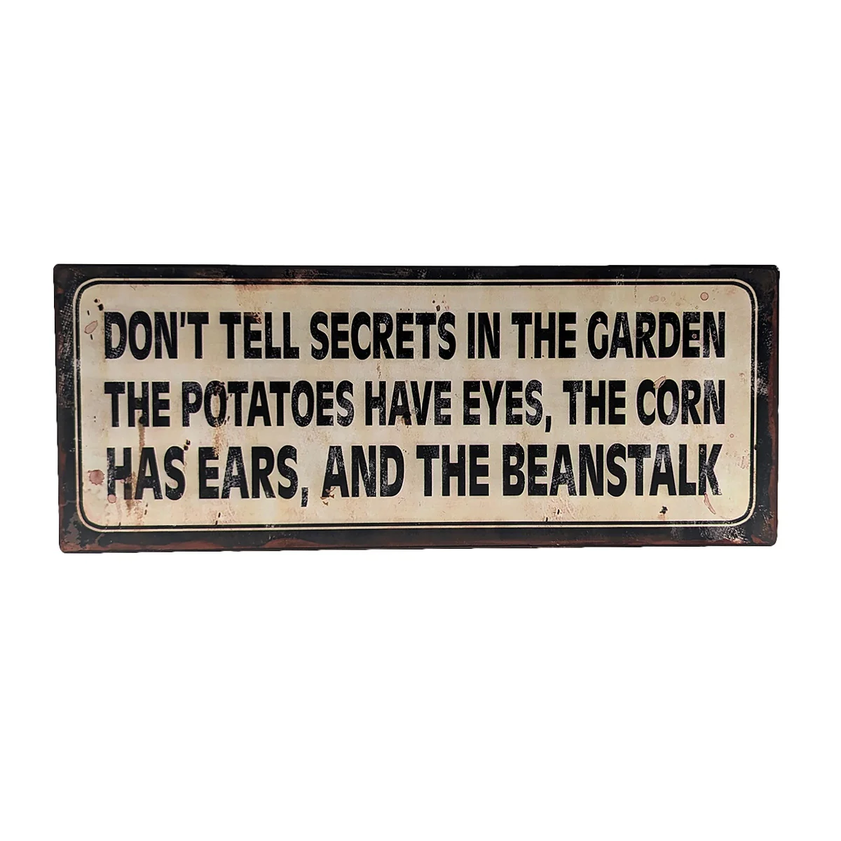 Funny Garden Secrets Fence Sign Rustic Backyard Outdoor Patio Tin Metal Yard Art