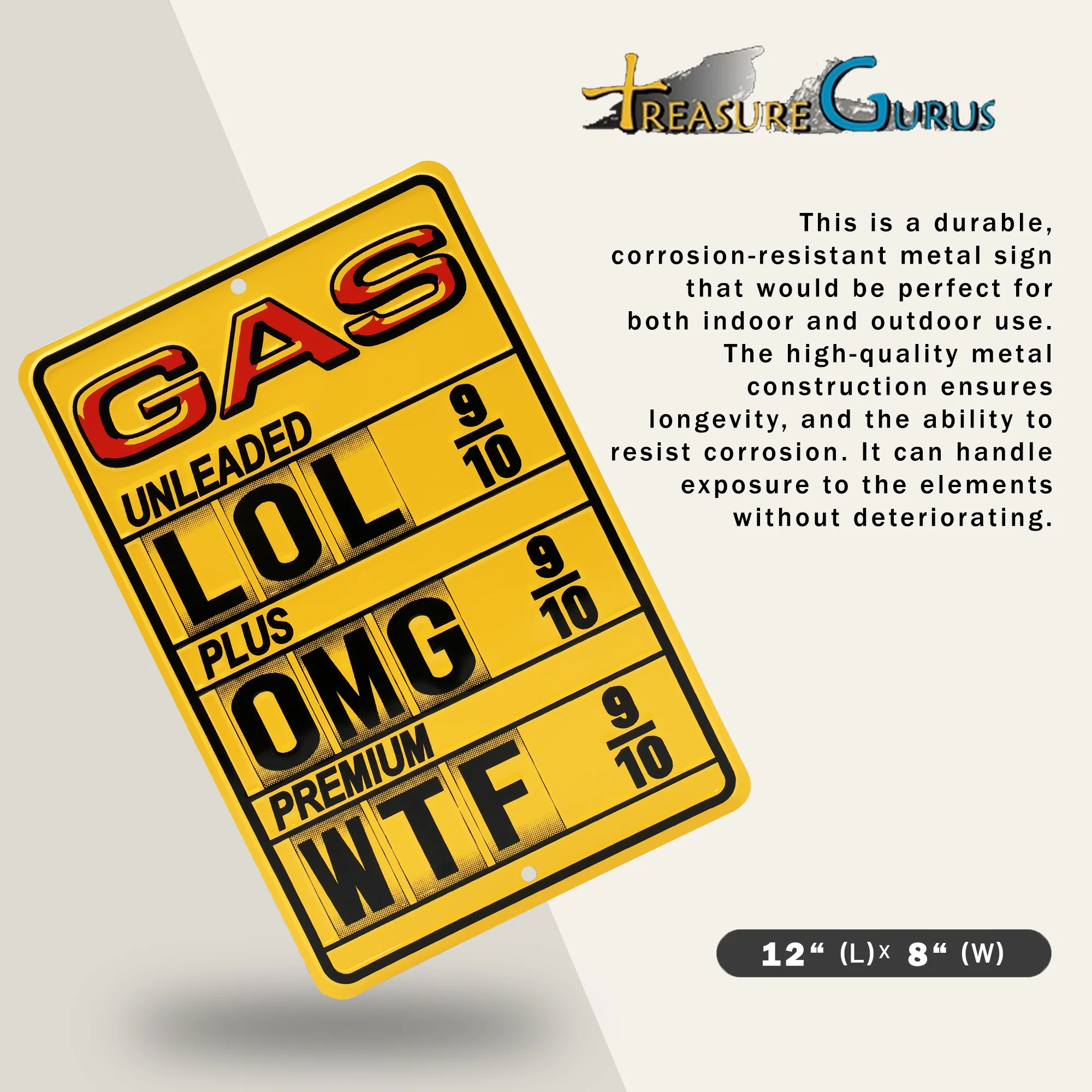 Metal Garage Gas Station Sign OMG LOL WTF Funny Man Cave Vintage Car Wall Decor - Image 2