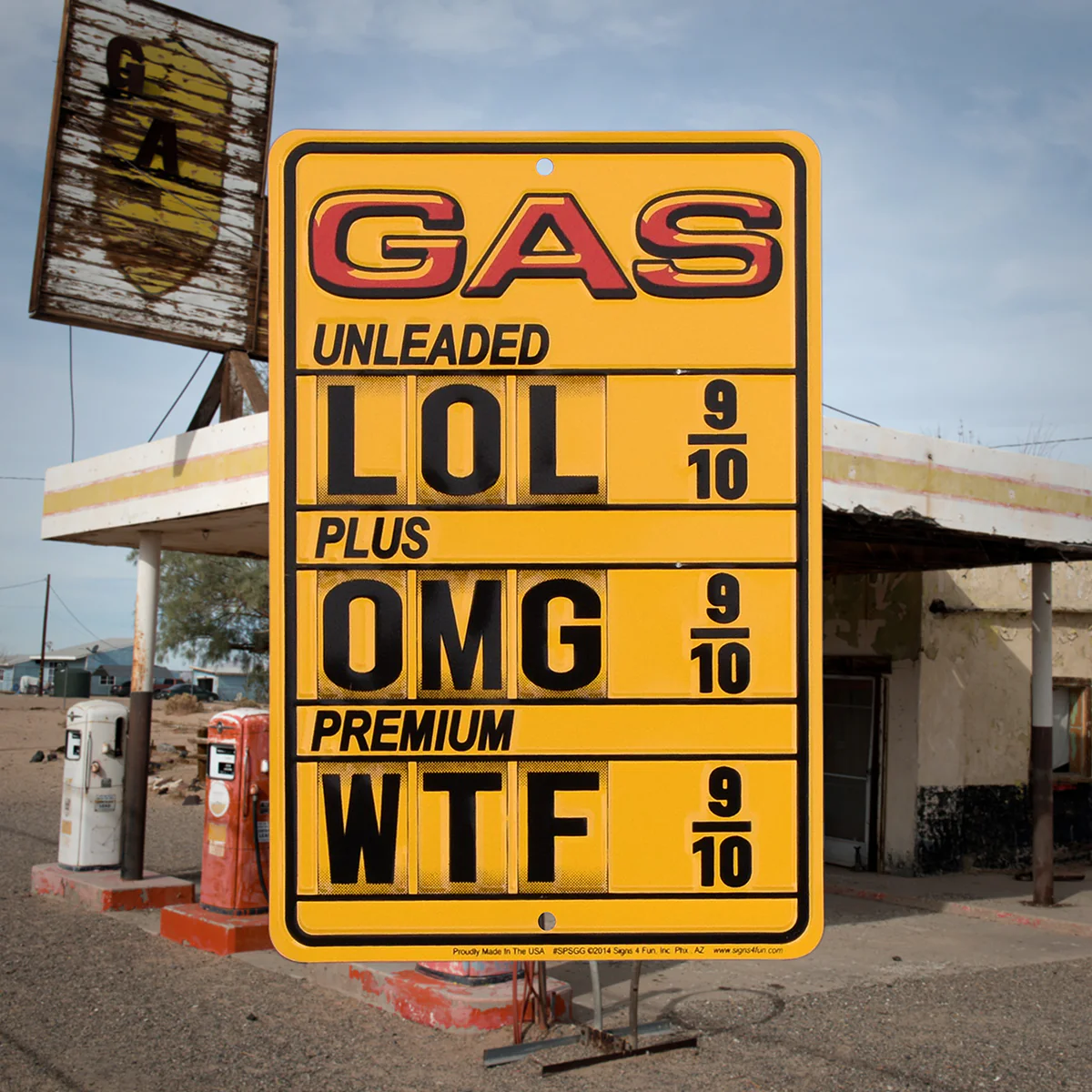 Metal Garage Gas Station Sign OMG LOL WTF Funny Man Cave Vintage Car Wall Decor - Image 7