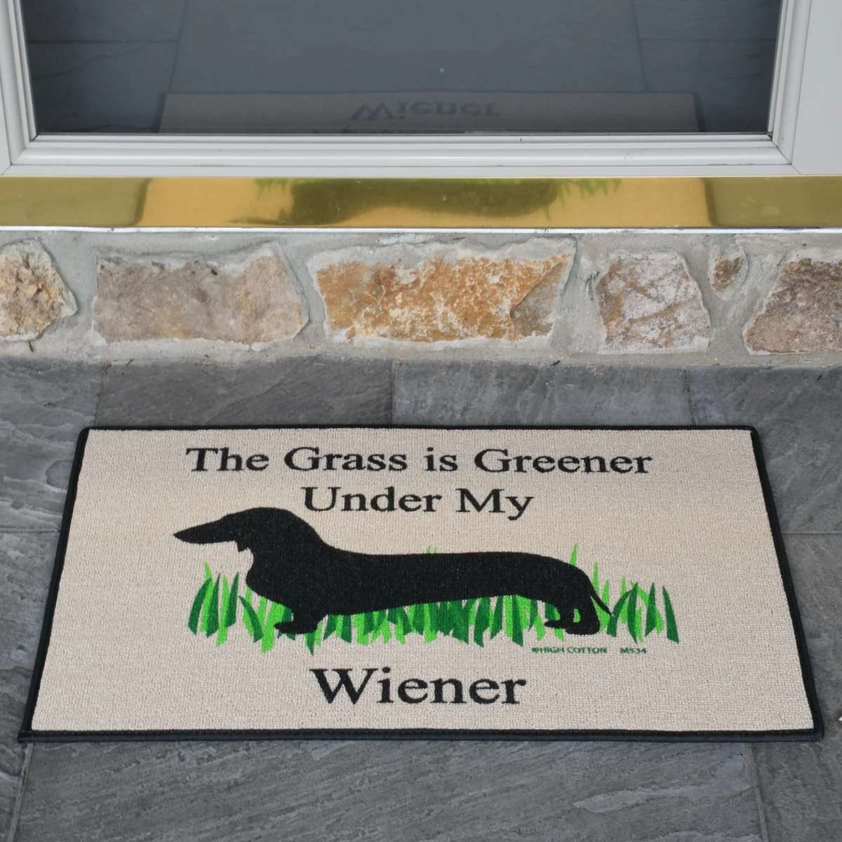 Funny Grass Greener Dachshund Tan Welcome Doormat Floor Rug Dog Outdoor Door Mat - Image 3