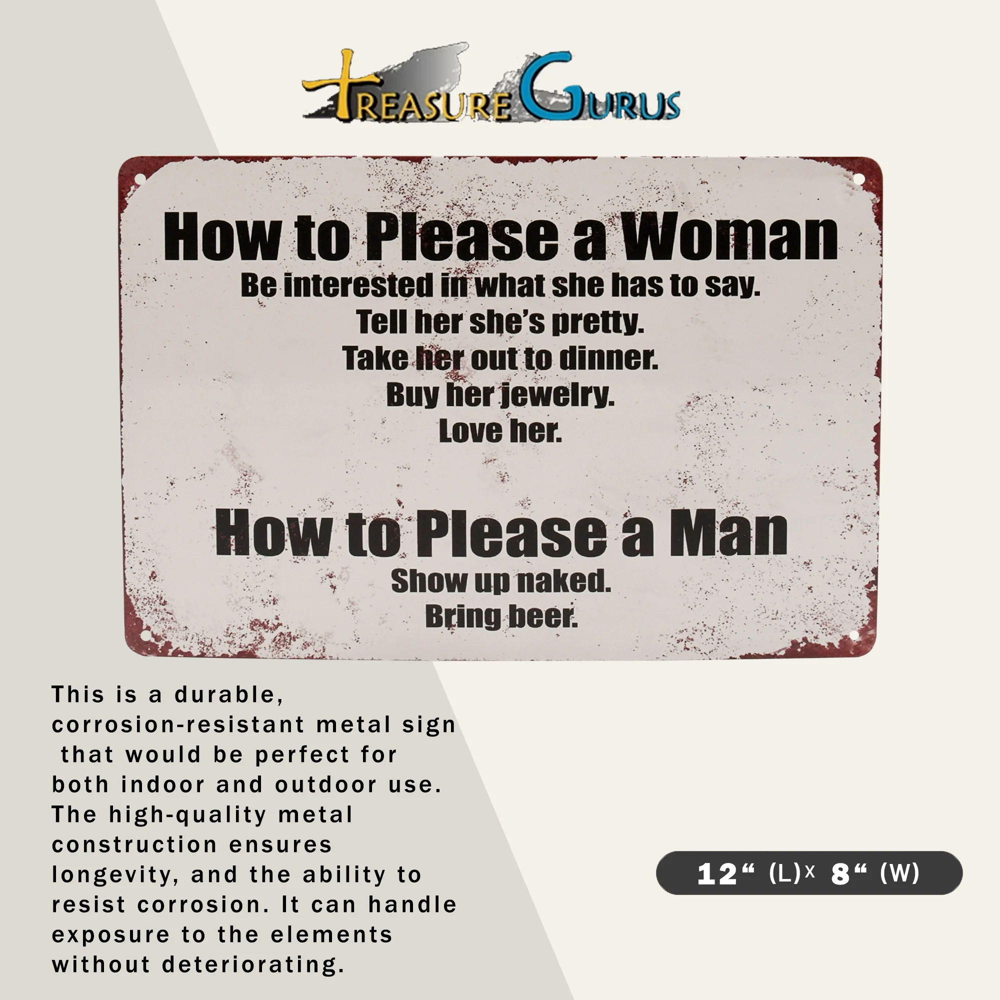 Vintage Funny How Please A Women Metal Sign Man Cave Garage Wall Bar Room Decor - Image 2
