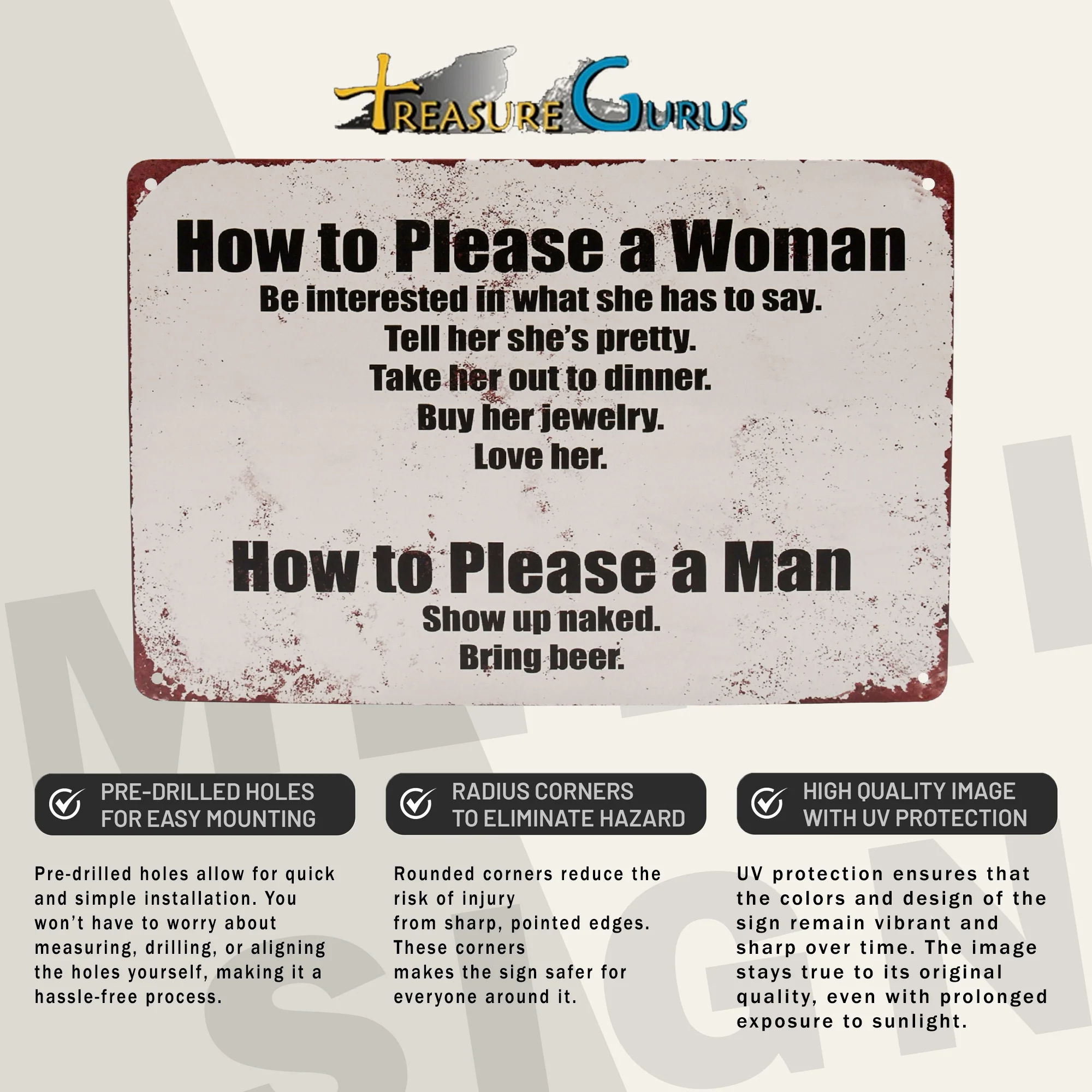 Vintage Funny How Please A Women Metal Sign Man Cave Garage Wall Bar Room Decor - Image 3