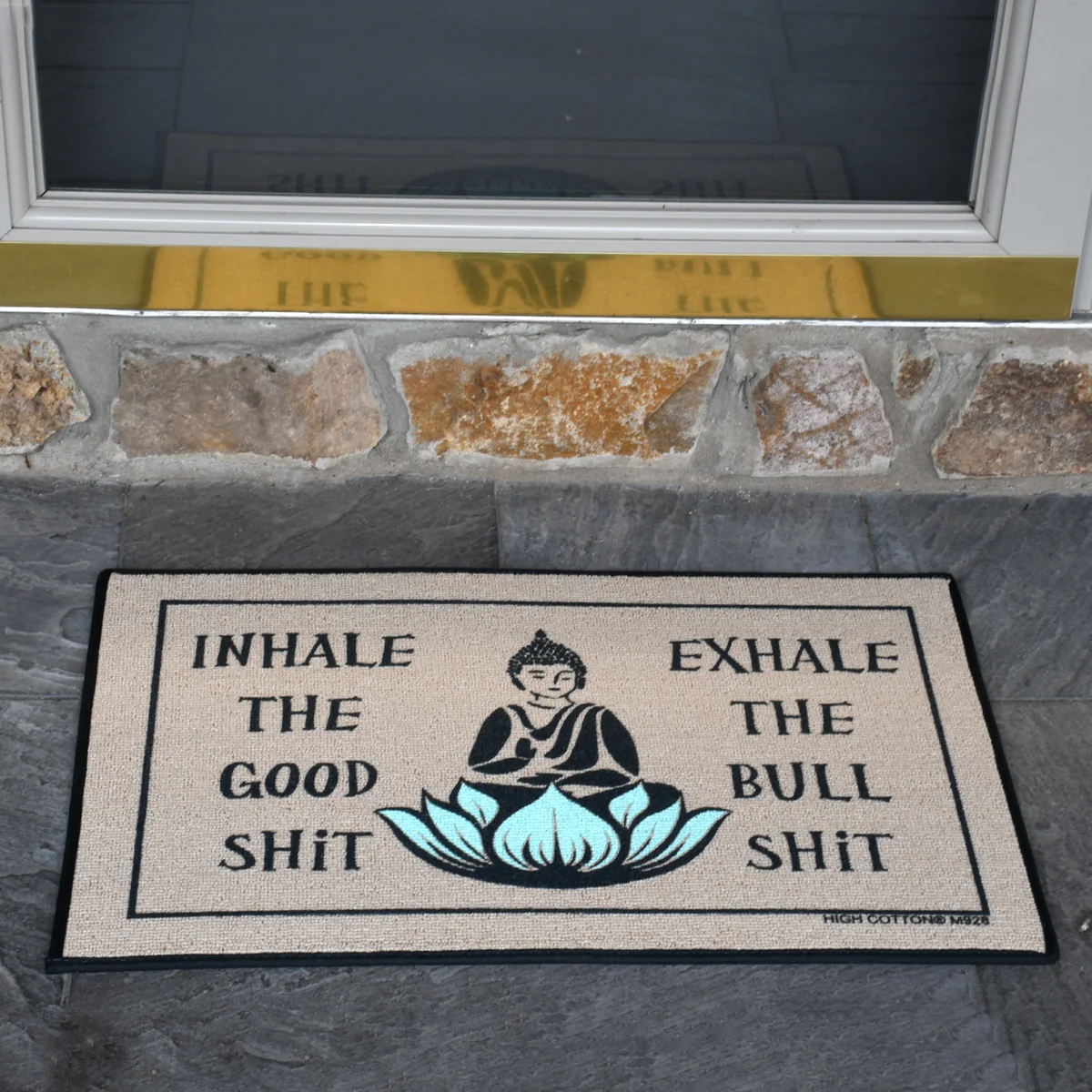 Funny Inhale Good Exhale Bull Shit Tan Welcome Doormat Outdoor Floor Rug Entry Door Mat 420 Weed Party Gift - Image 3