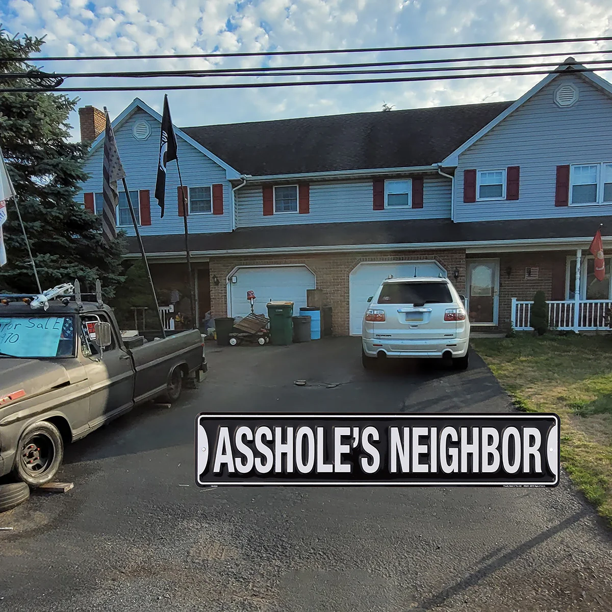 Funny Metal Assholes Neighbor Street Road Sign Tin Garage Man Cave Wall Decor - Image 5