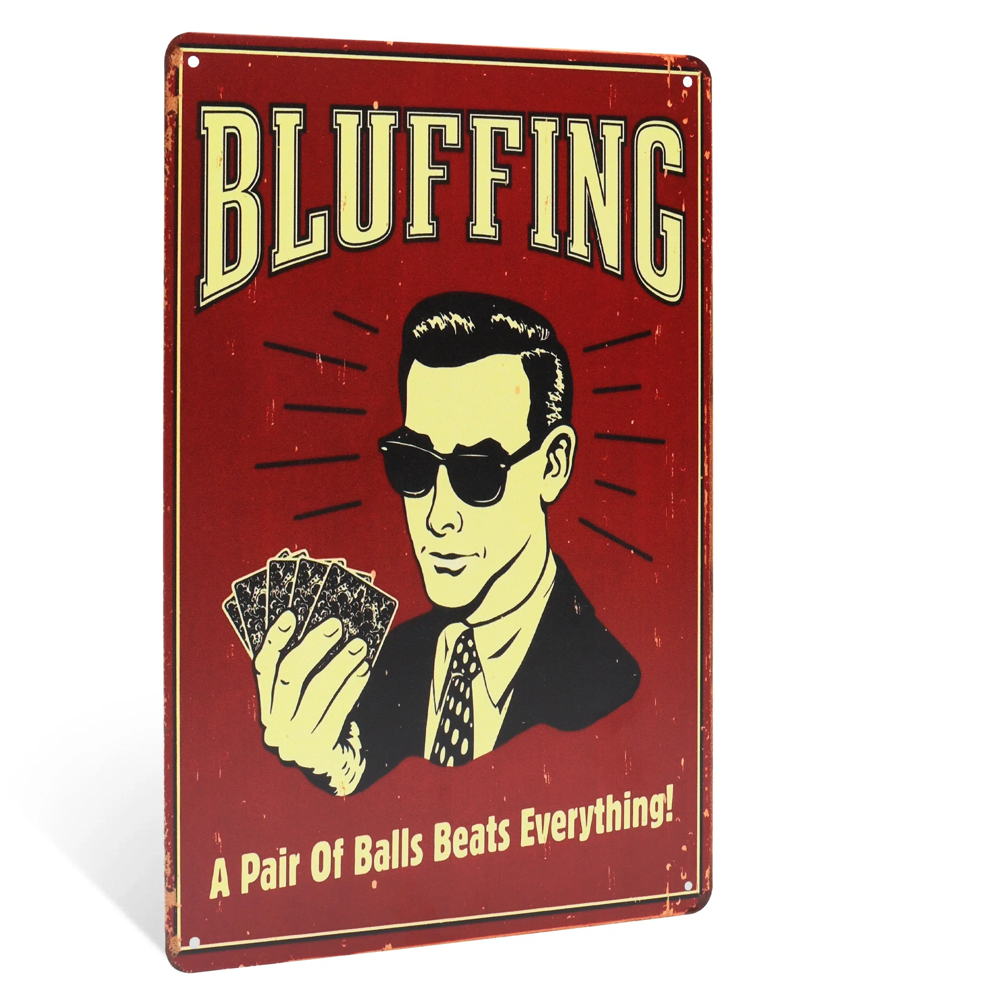 Funny Metal Bluffing Poker Sign Man Cave Bar Dorm Room Casino Theme Party Decor