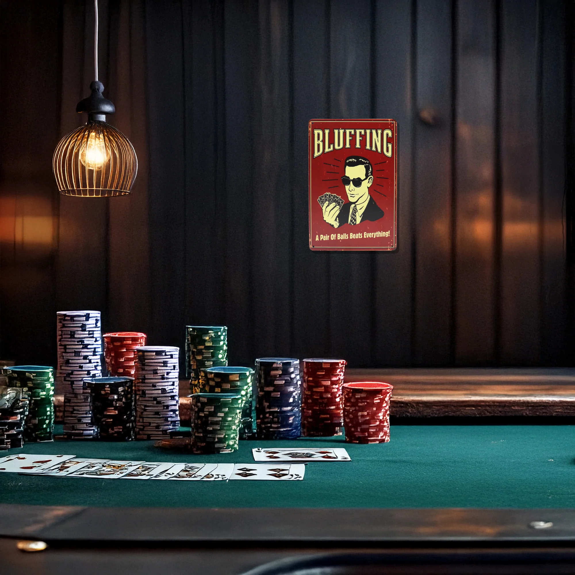 Funny Metal Bluffing Poker Sign Man Cave Bar Dorm Room Casino Theme Party Decor - Image 7