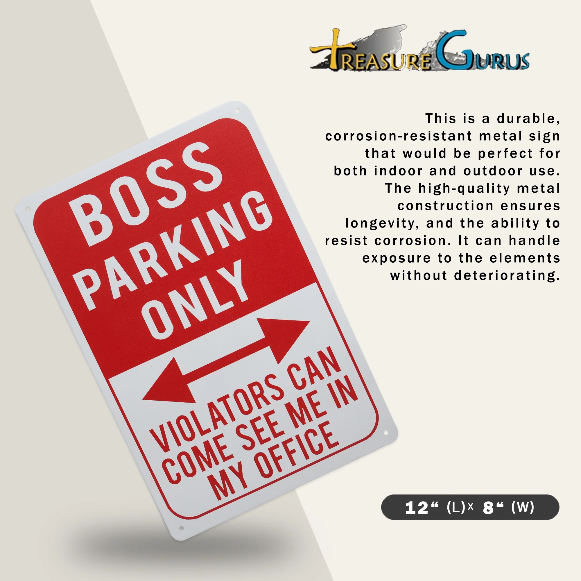 Metal Boss Parking Only Sign Yard Sign, Office Wall Decor Funny Gifts for Boss - Image 2