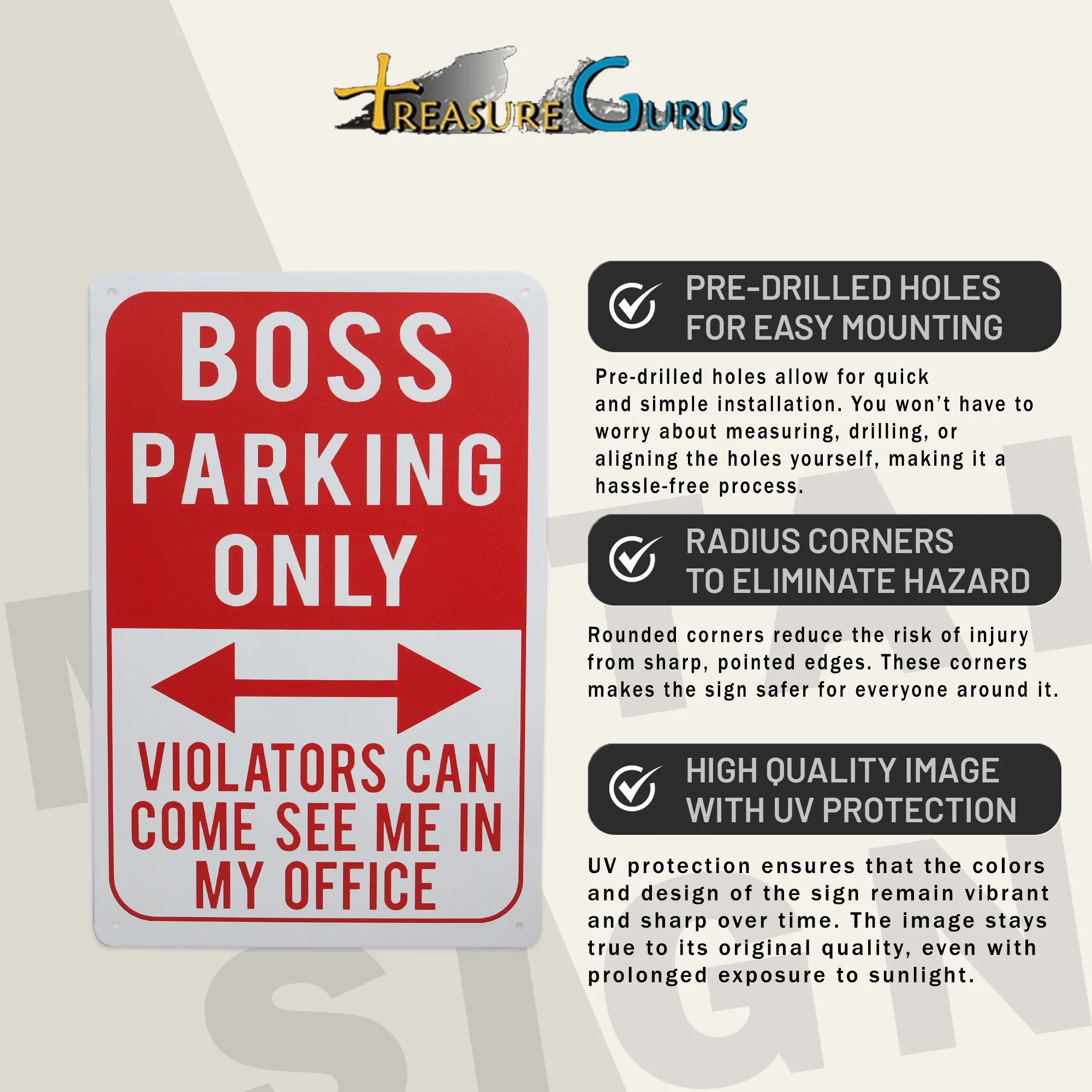 Metal Boss Parking Only Sign Yard Sign, Office Wall Decor Funny Gifts for Boss - Image 3