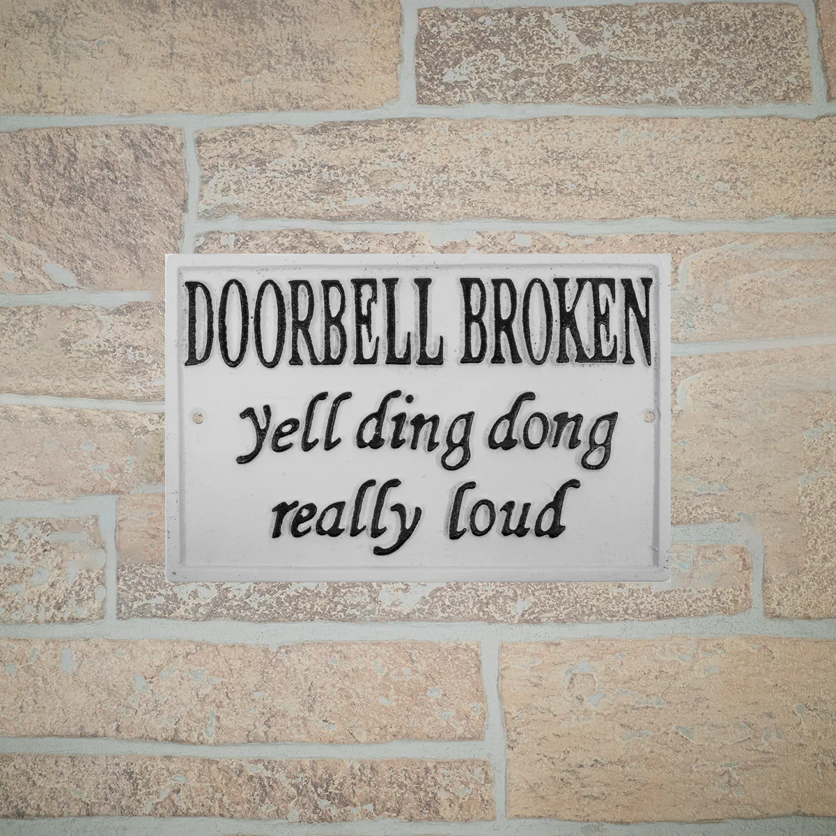 Funny Metal Broken Doorbell Yell Ding Dong Wall Sign Front Porch Door Home Decor - Image 2