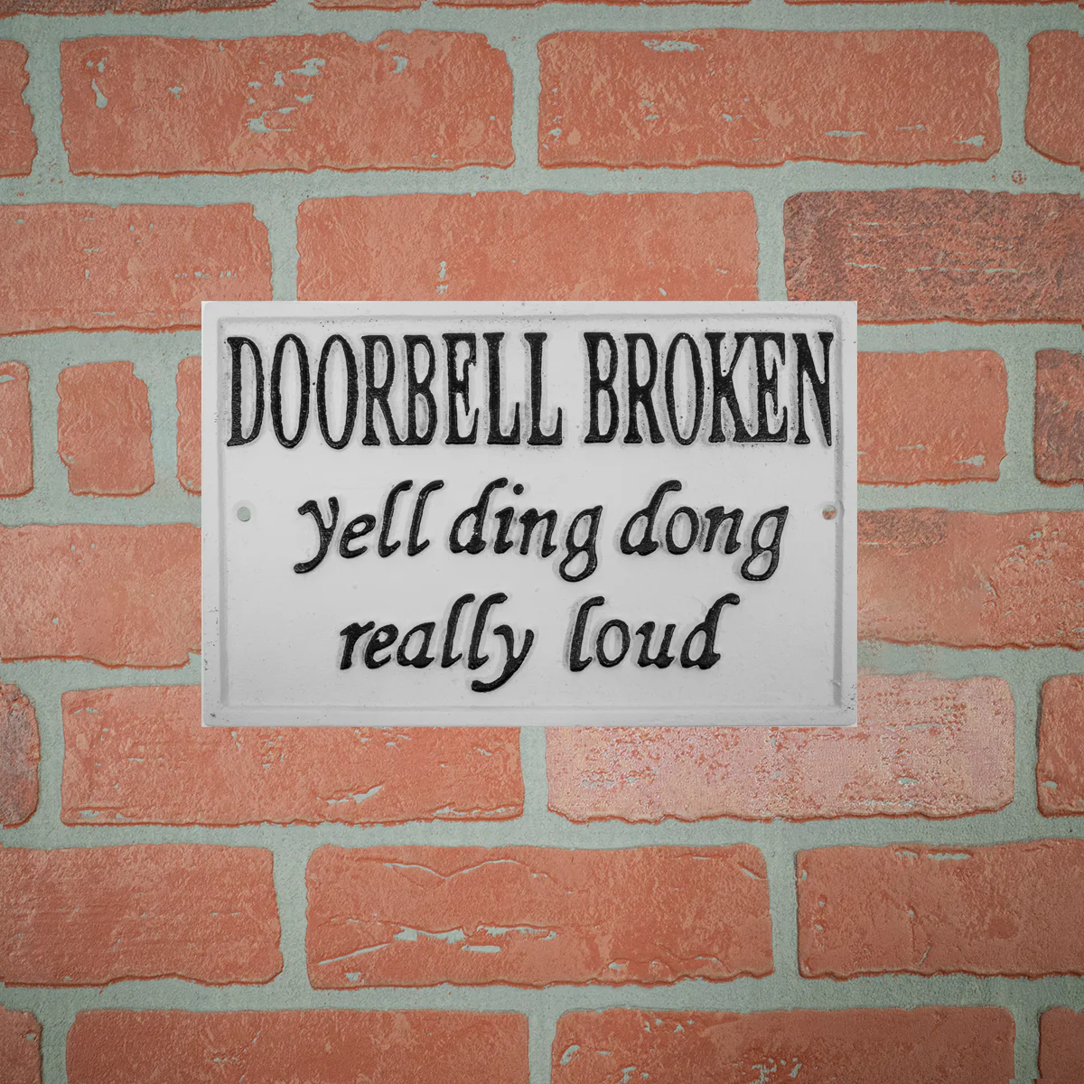 Funny Metal Broken Doorbell Yell Ding Dong Wall Sign Front Porch Door Home Decor - Image 4