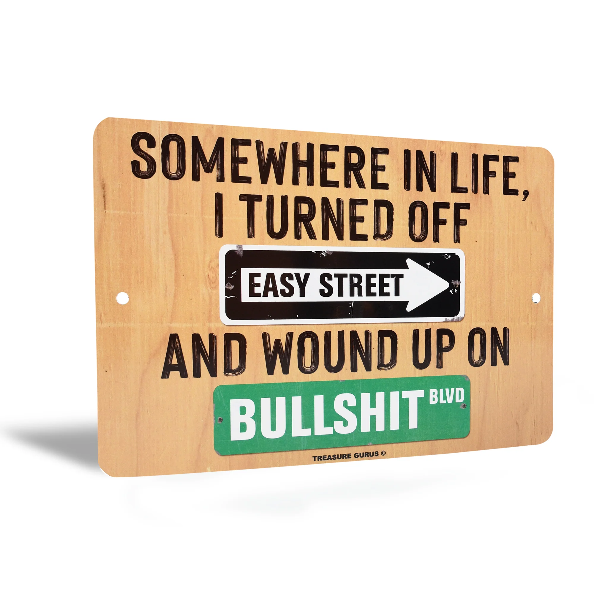 Funny Somewhere I Turned Off Easy Street Sign Man Cave Posters Garage Wall Decor