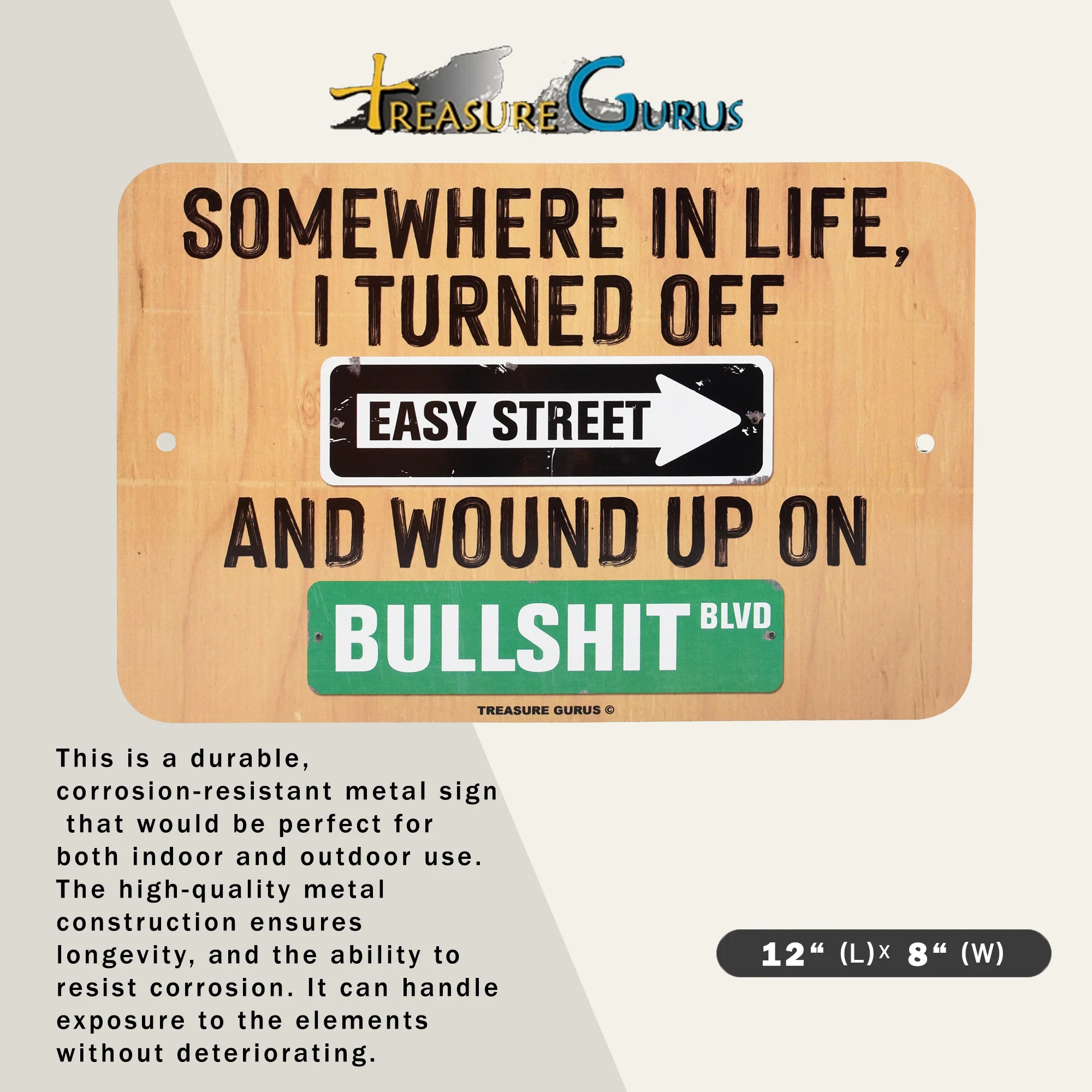 Funny Somewhere I Turned Off Easy Street Sign Man Cave Posters Garage Wall Decor - Image 2