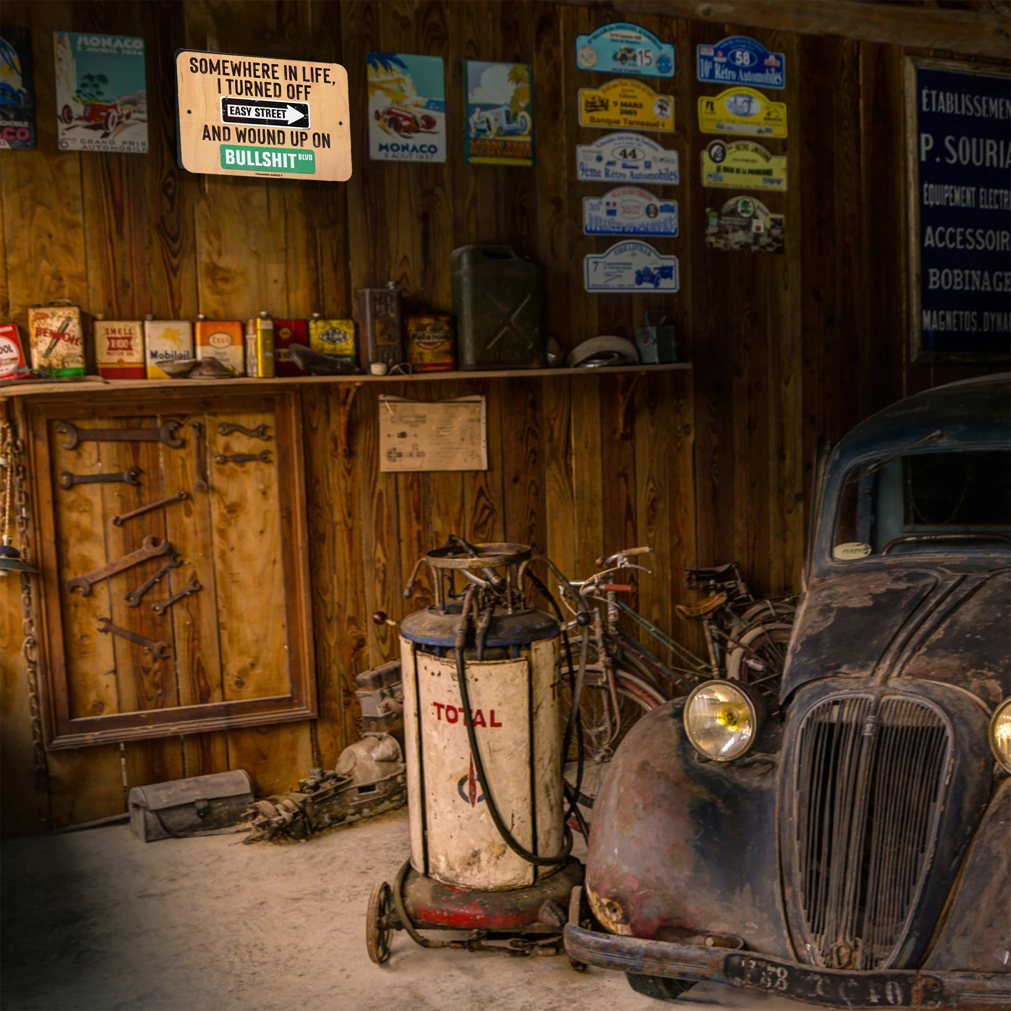Funny Somewhere I Turned Off Easy Street Sign Man Cave Posters Garage Wall Decor - Image 8