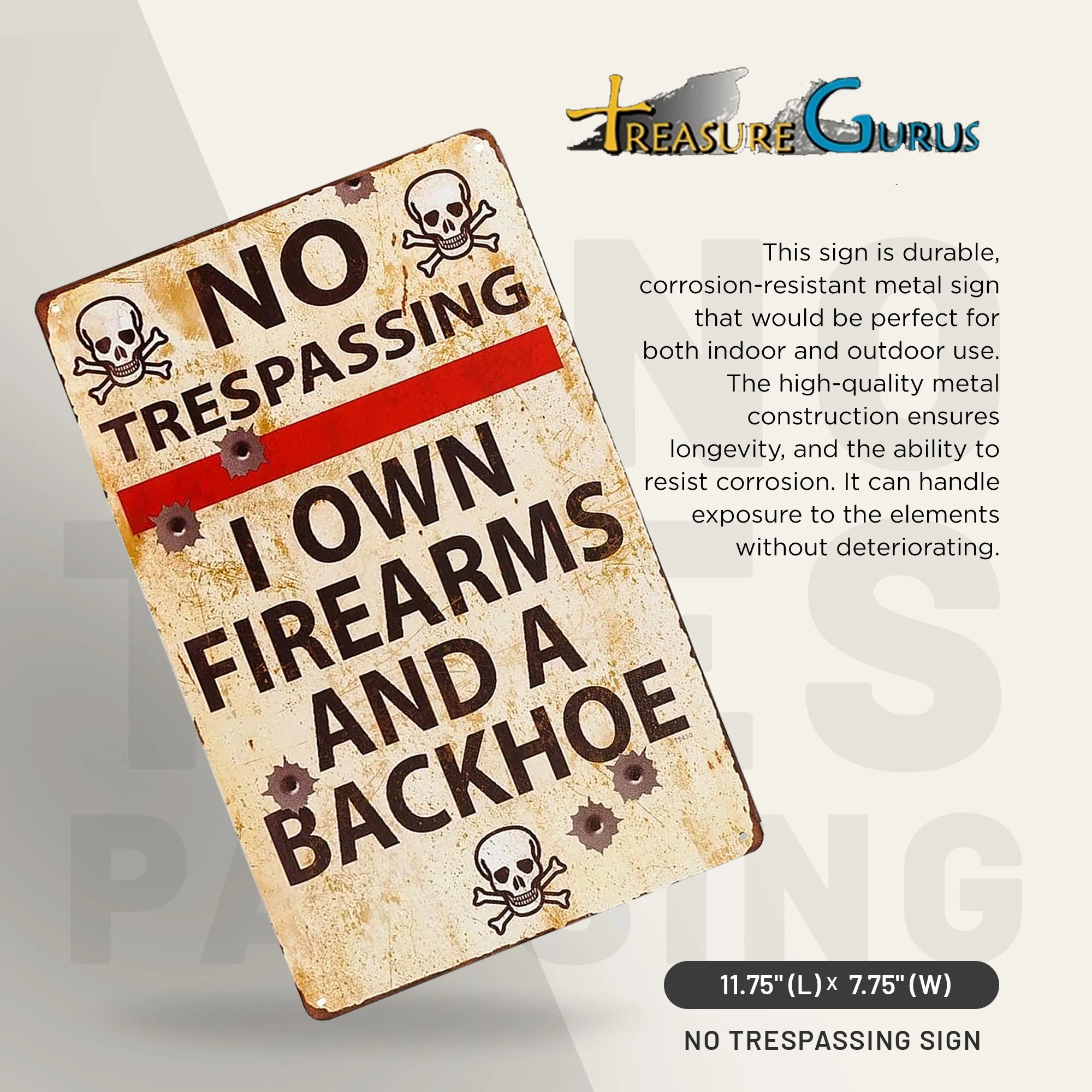 Metal No Trespassing Sign Funny Private Property Man Cave, Garage, Wall Decor - Image 2