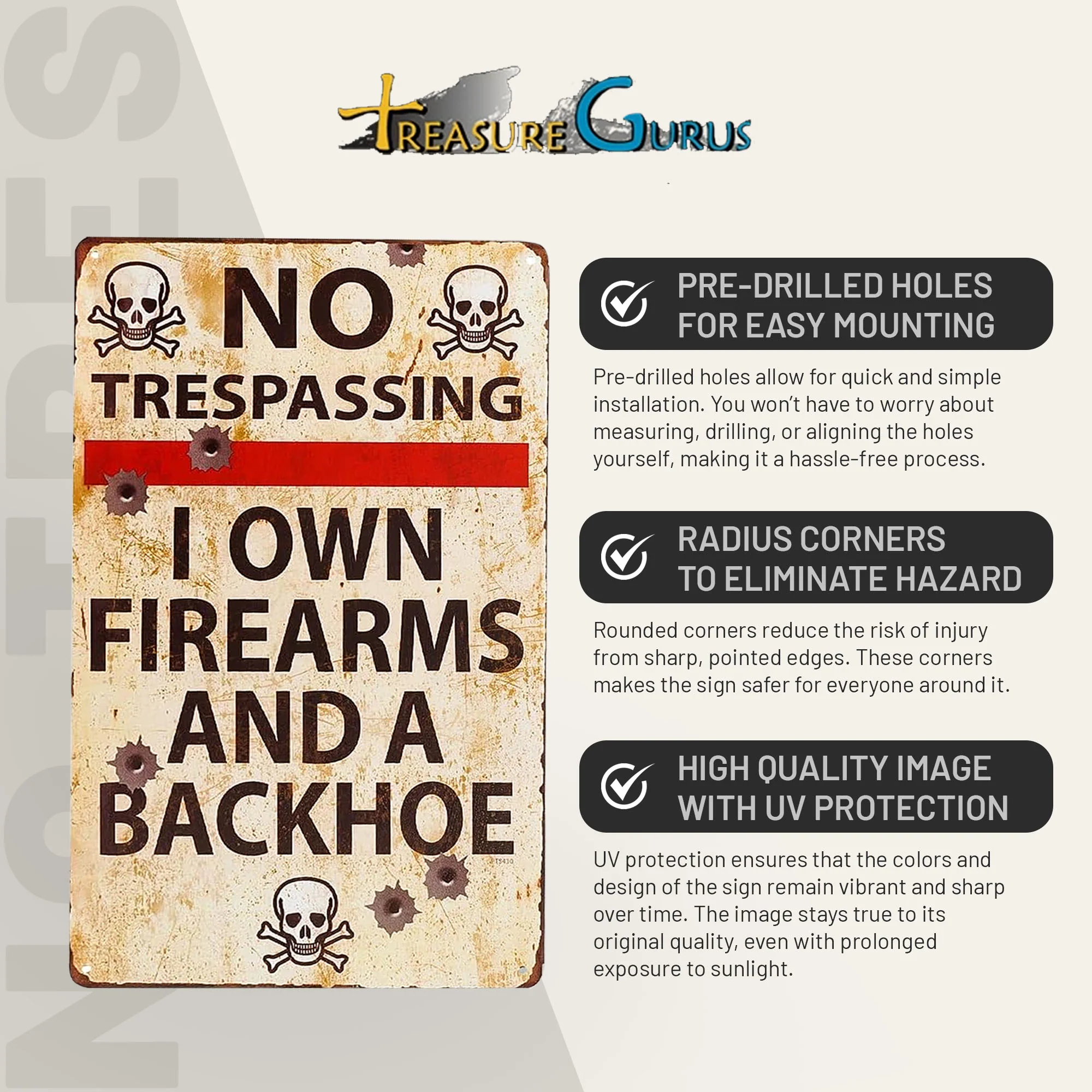 Metal No Trespassing Sign Funny Private Property Man Cave, Garage, Wall Decor - Image 3