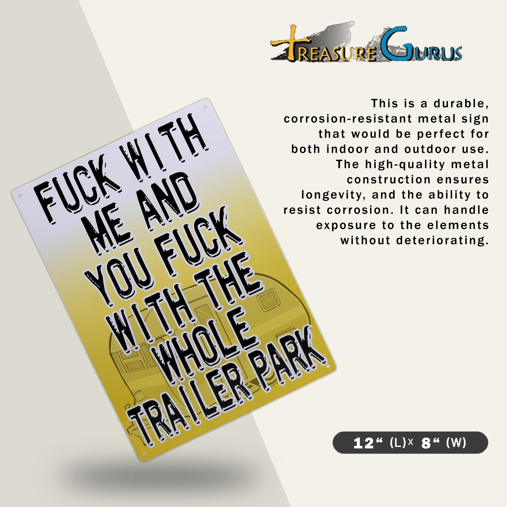 Metal Trailer Park Porch Sign Funny Metal Wall Art for Yard, Outdoor Wall Decor - Image 2
