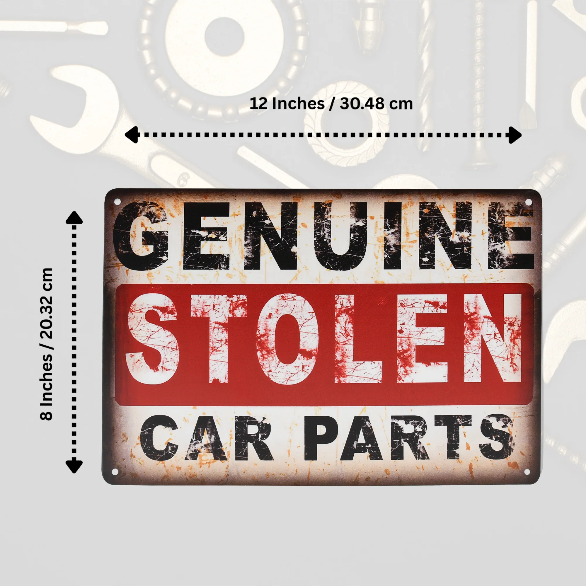 Metal Garage Sign Genuine Stolen Parts Wall Art Mechanic Shop Vintage Car Decor - Image 6
