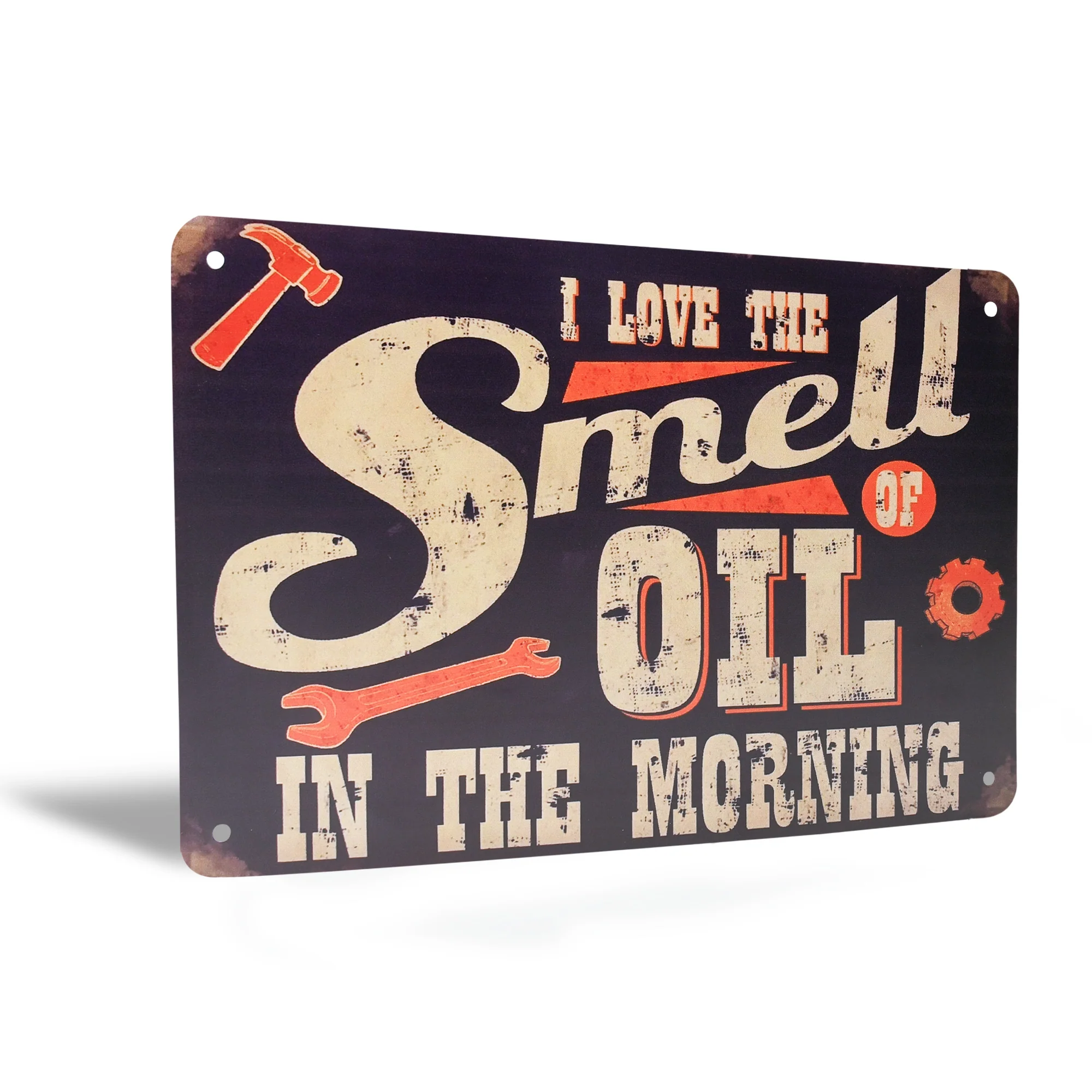 Garage Wall Sign I Love Smell Oil Wall Art for Mechanic Shop, Cool Gifts for Men