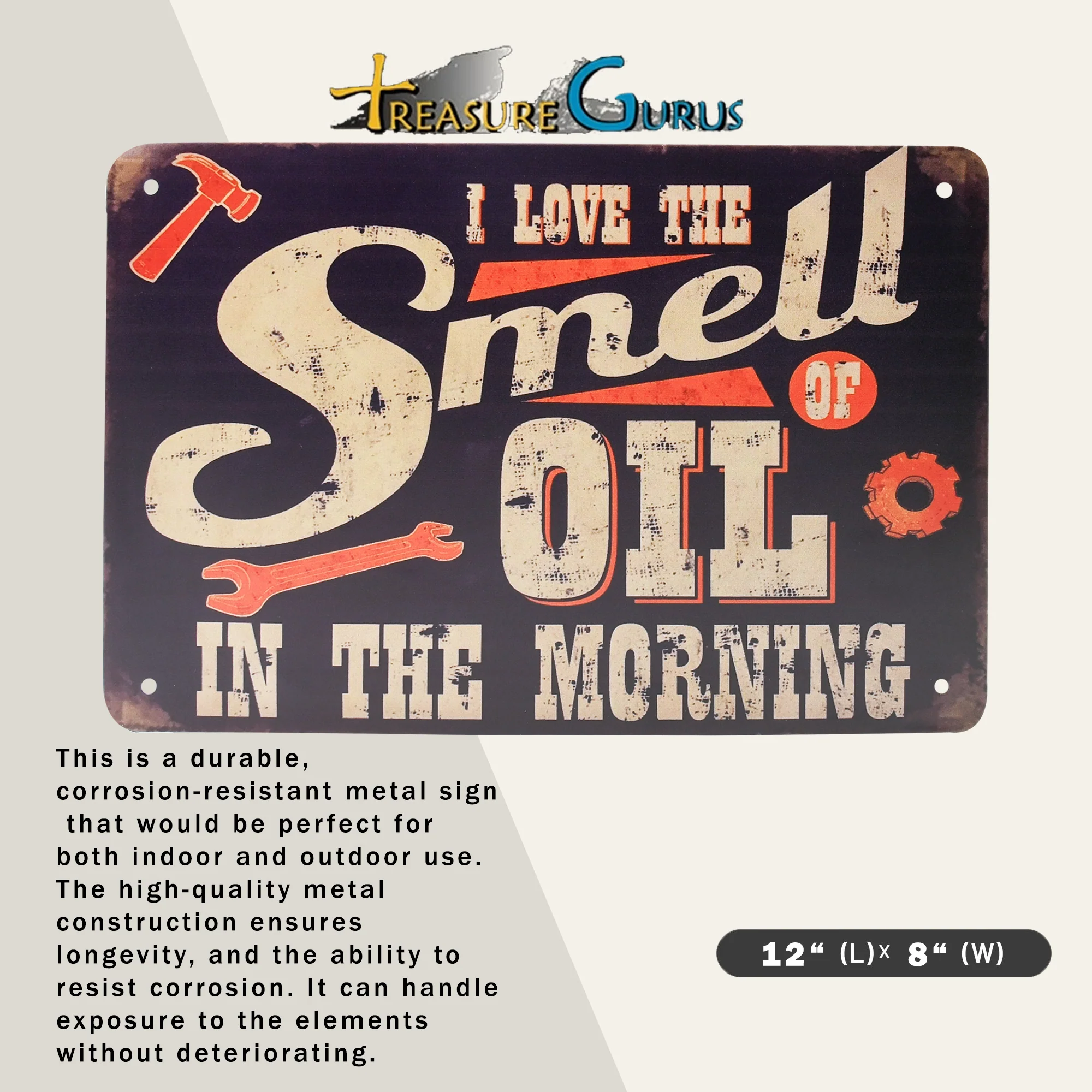 Garage Wall Sign I Love Smell Oil Wall Art for Mechanic Shop, Cool Gifts for Men - Image 2