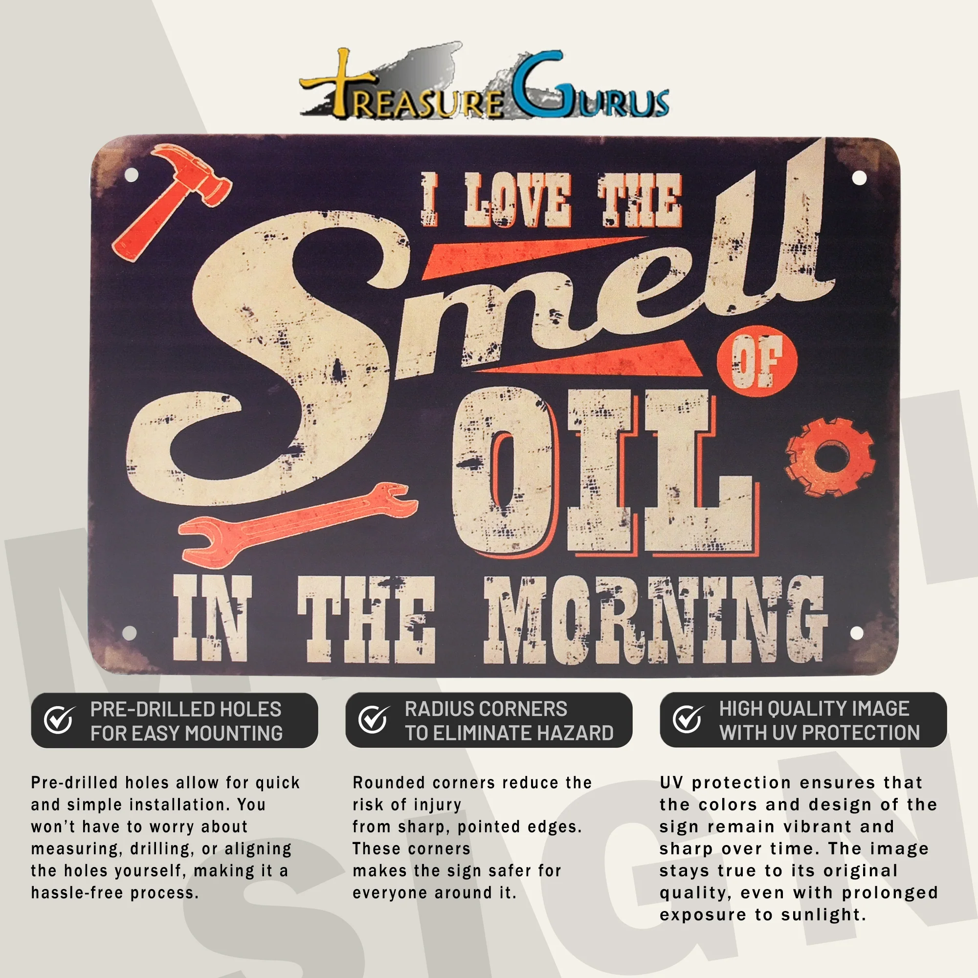 Garage Wall Sign I Love Smell Oil Wall Art for Mechanic Shop, Cool Gifts for Men - Image 3