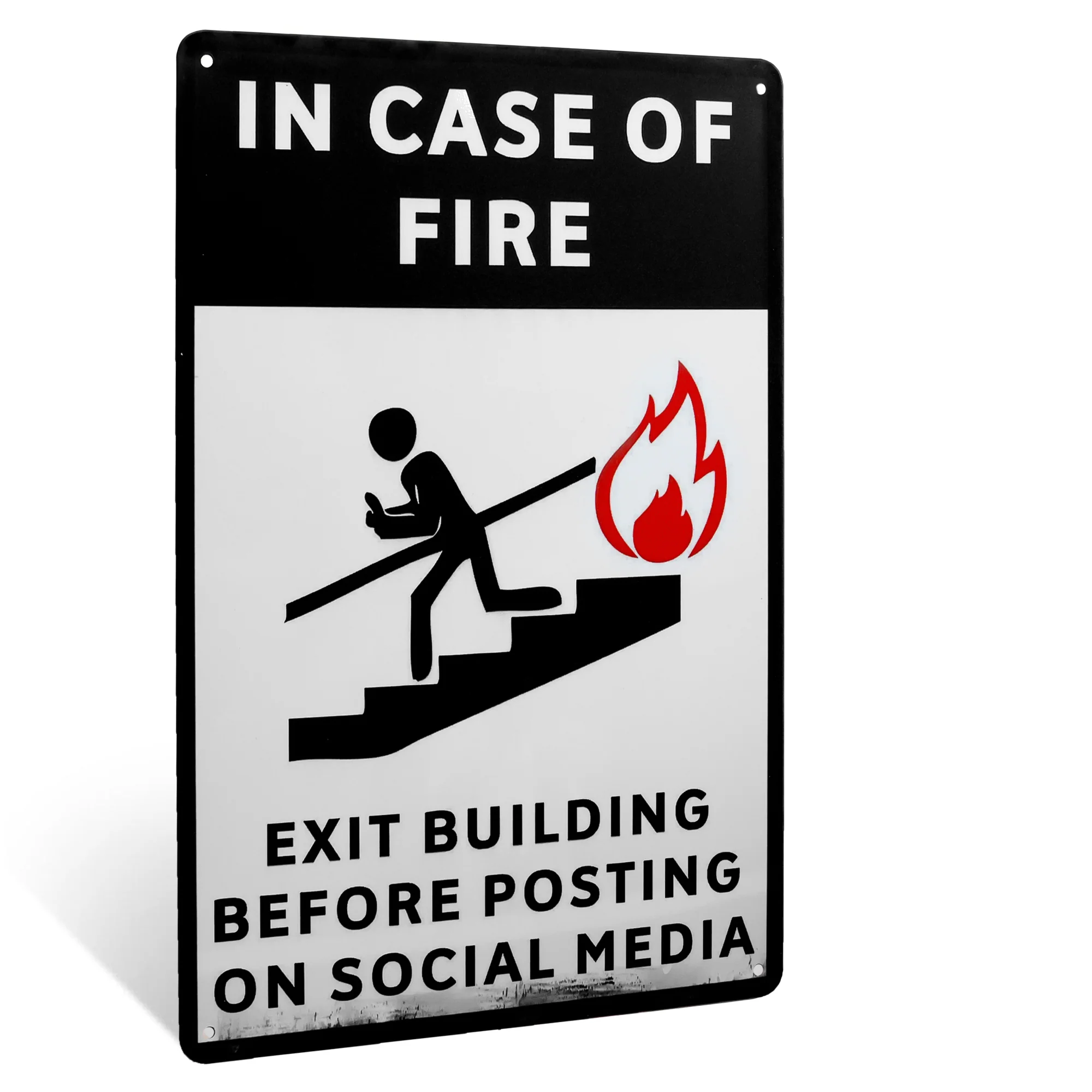 Metal In Case Fire Exit Building Before Posting Social Media Funny Warning Signs