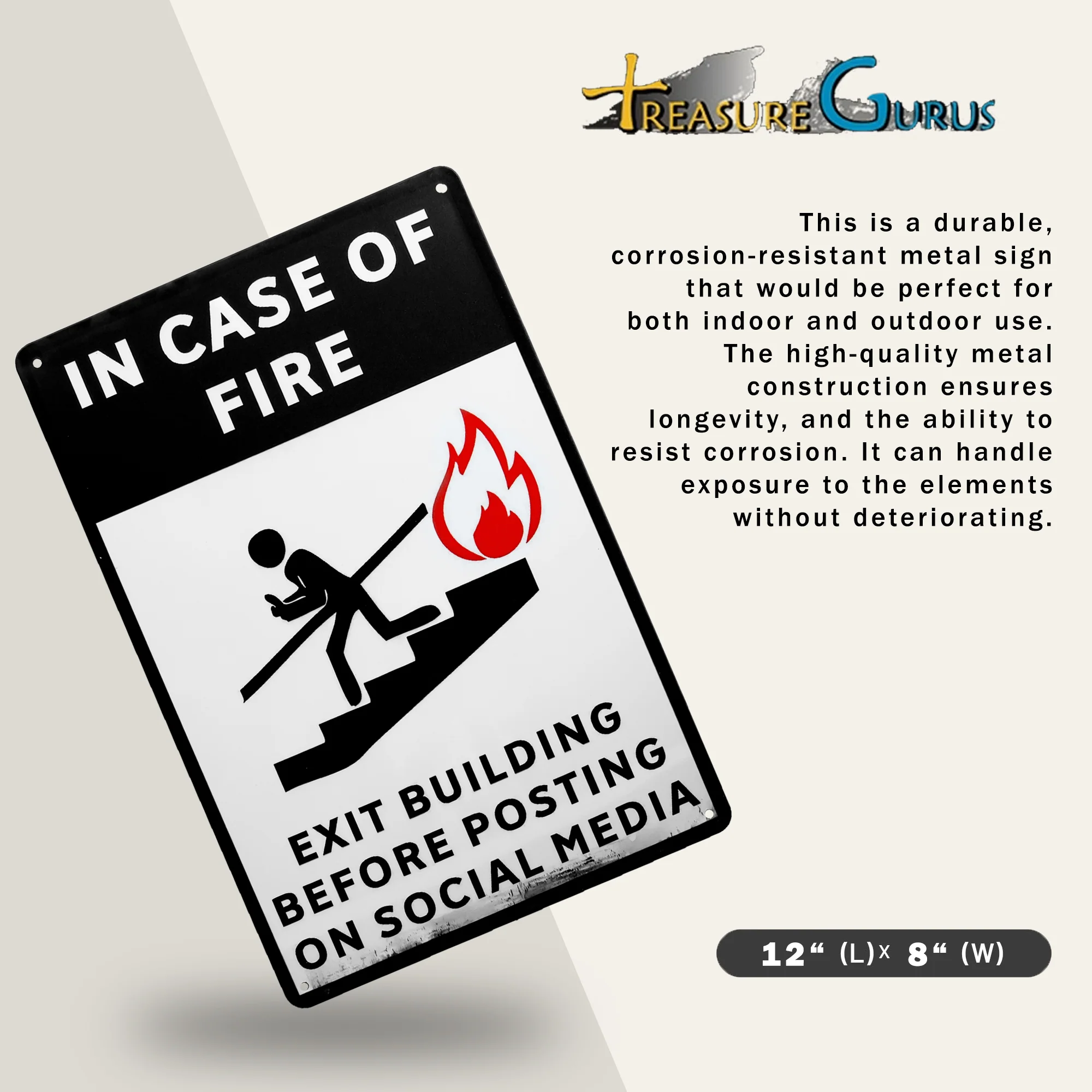 Metal In Case Fire Exit Building Before Posting Social Media Funny Warning Signs - Image 2