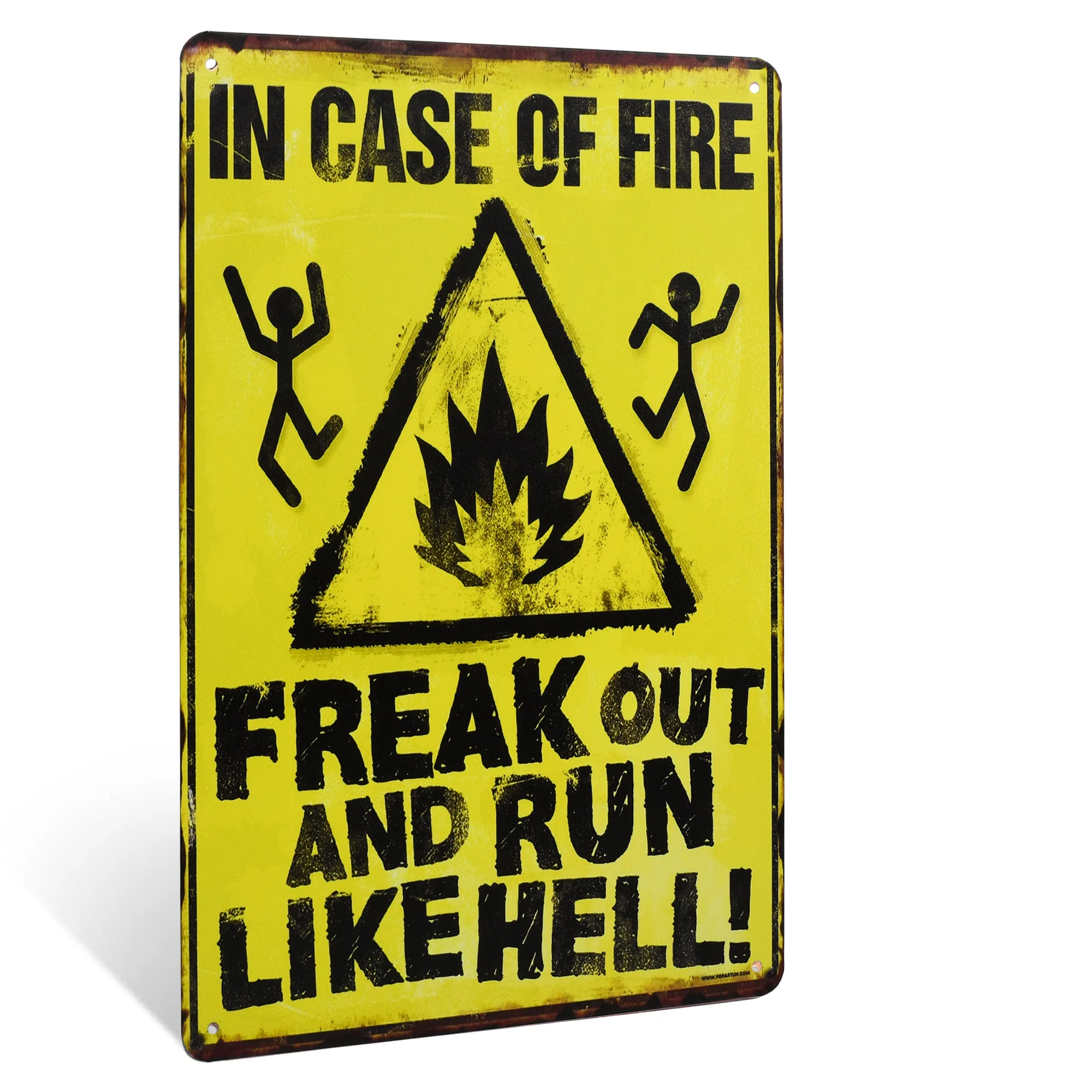 Metal In Case of Fire Freak Out & Run Like Hell Sign Dorm Room Decor Wall Art