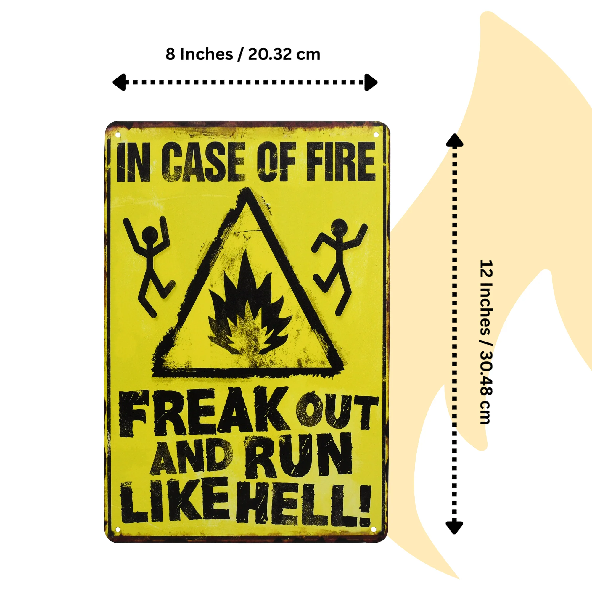 Metal In Case of Fire Freak Out & Run Like Hell Sign Dorm Room Decor Wall Art - Image 5